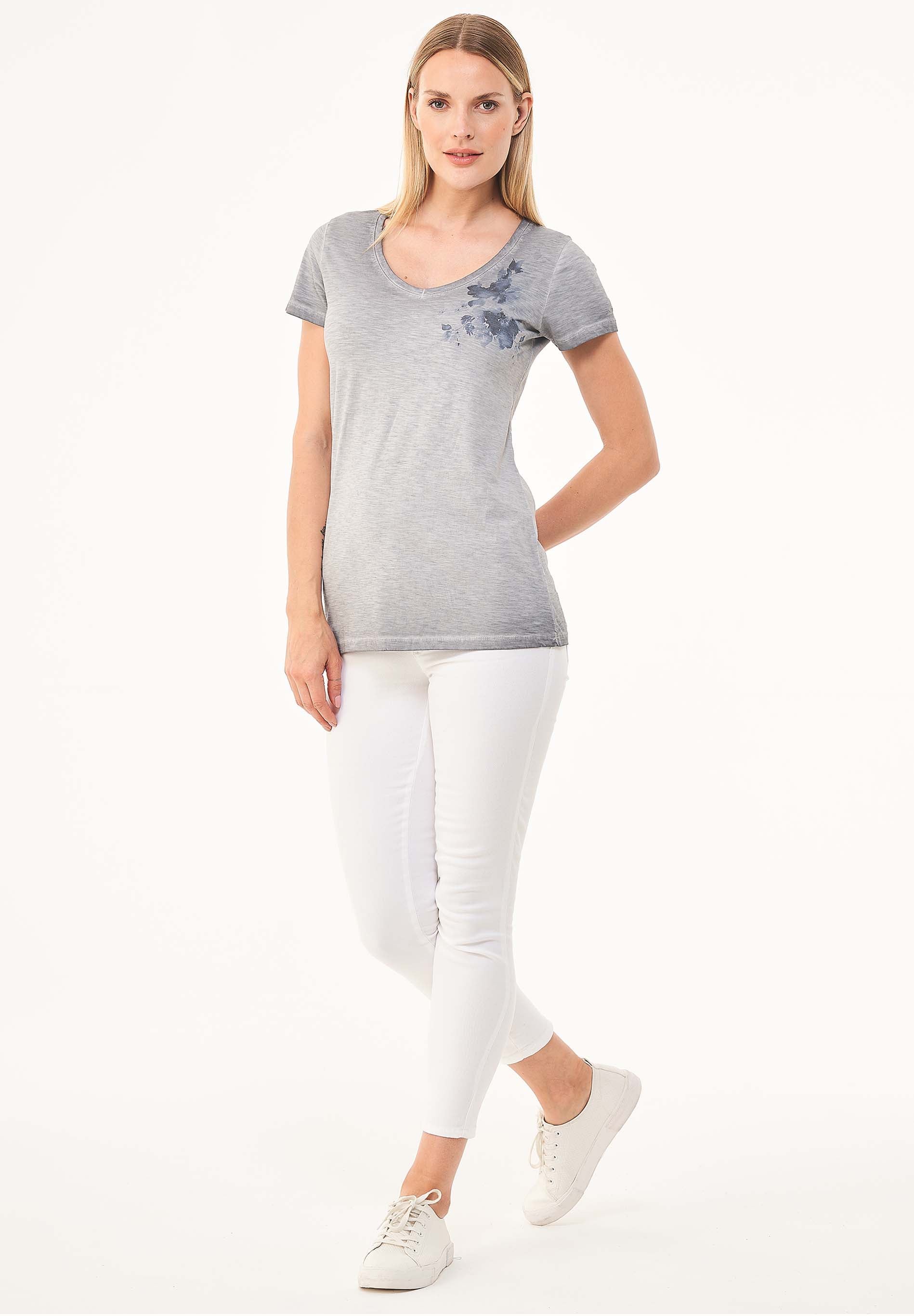 Garment Dyed T-Shirt aus Bio-Baumwolle mit Print