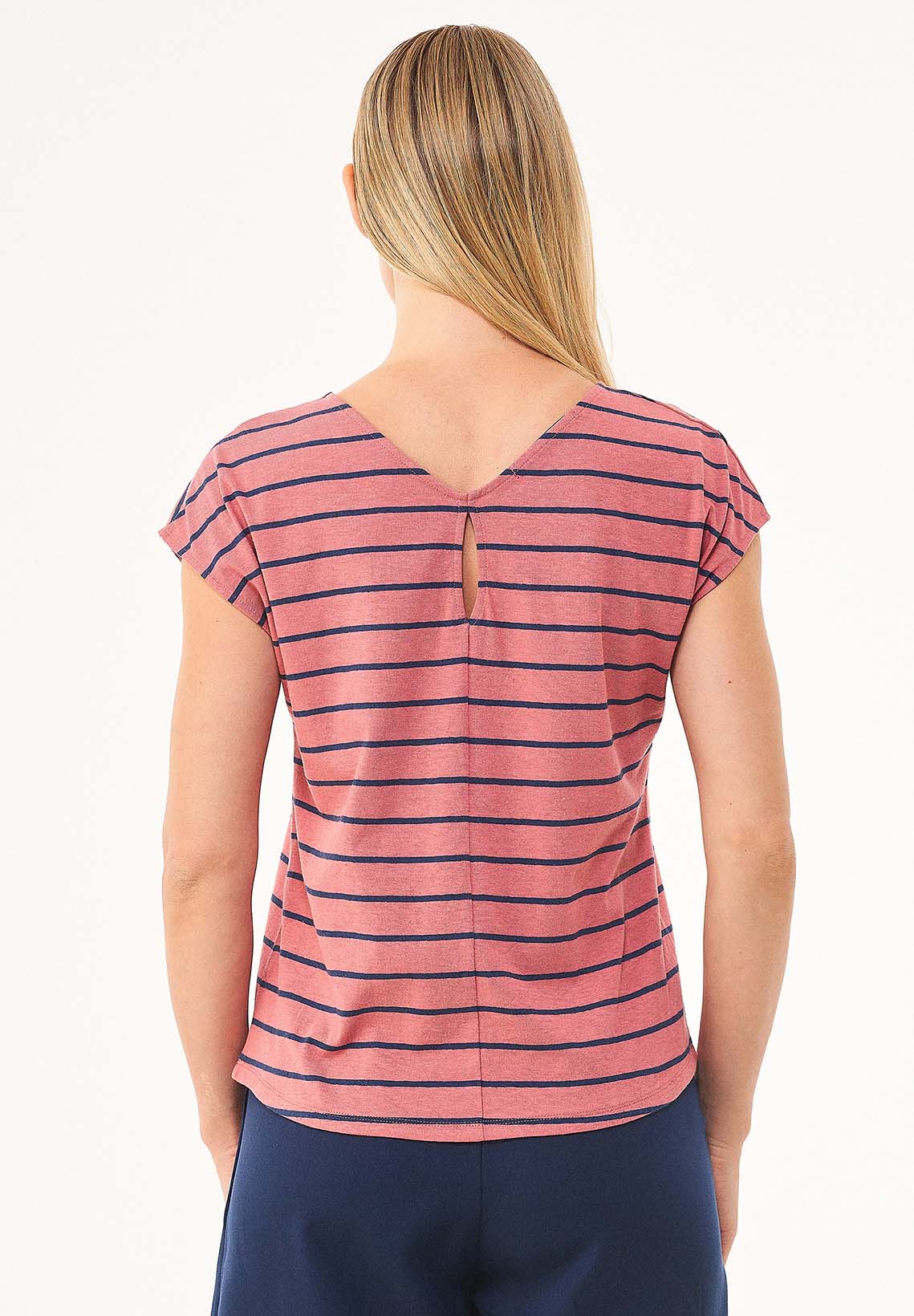 Gestreiftes T-Shirt aus Bio-Baumwolle und Leinen