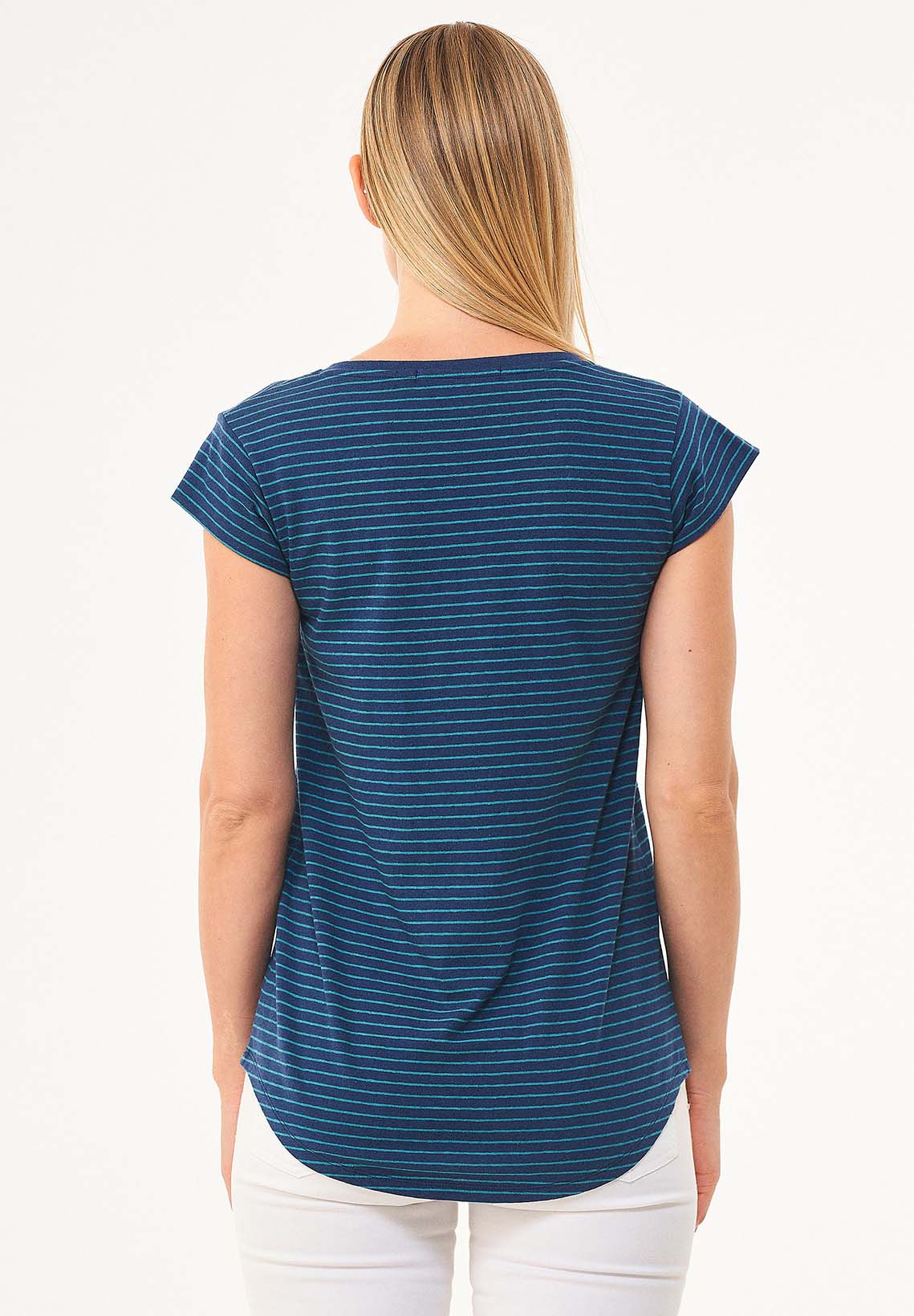 Gestreiftes T-Shirt aus Bio-Baumwolle und Leinen