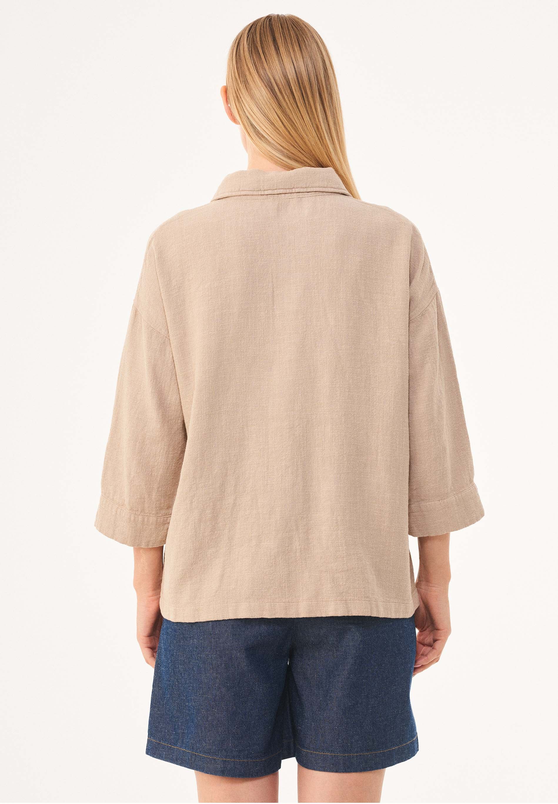Hemdbluse aus Leinen-Bio Baumwolle Mix mit LENZING™ ECOVERO™