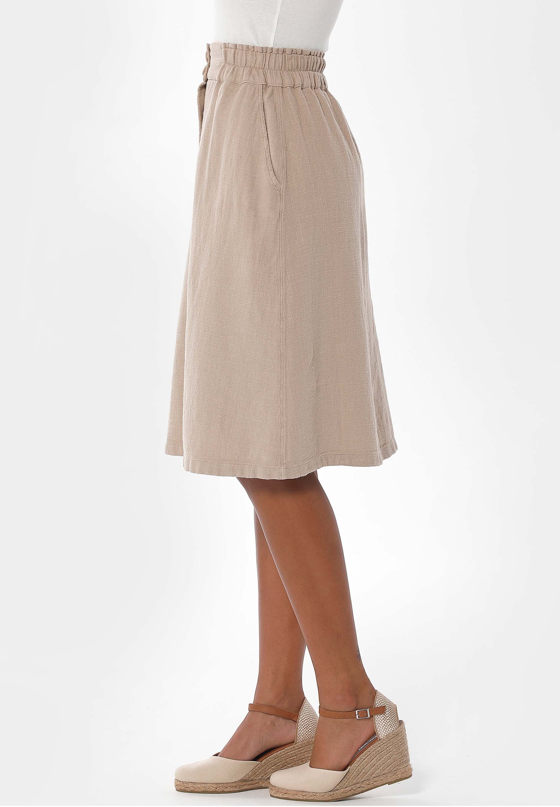 Rock aus Leinen-Bio Baumwolle Mix mit LENZING™ ECOVERO™ mit Knopfleiste