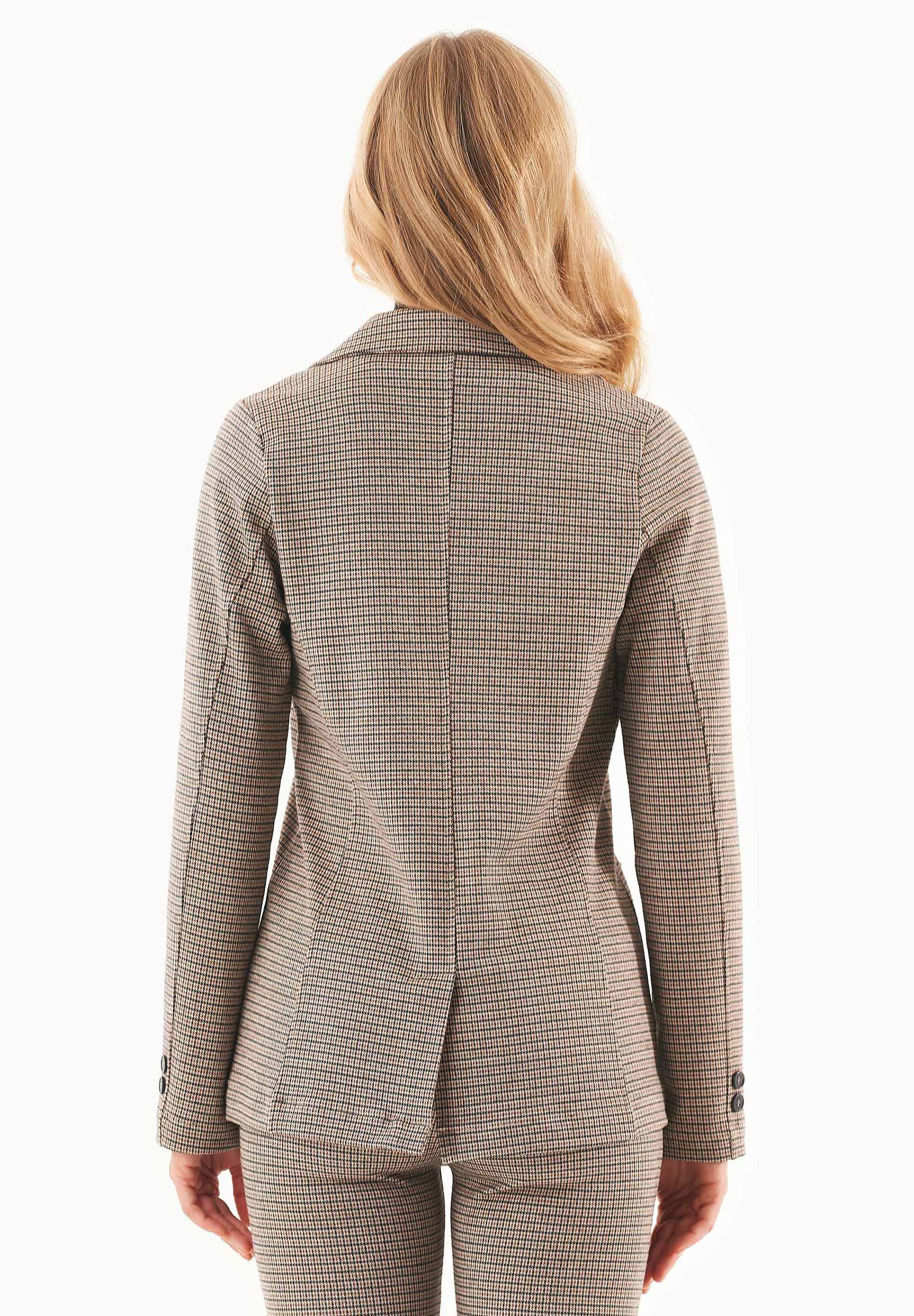 Blazer aus Bio-Baumwolle-Mix mit Hahnentrittmuster