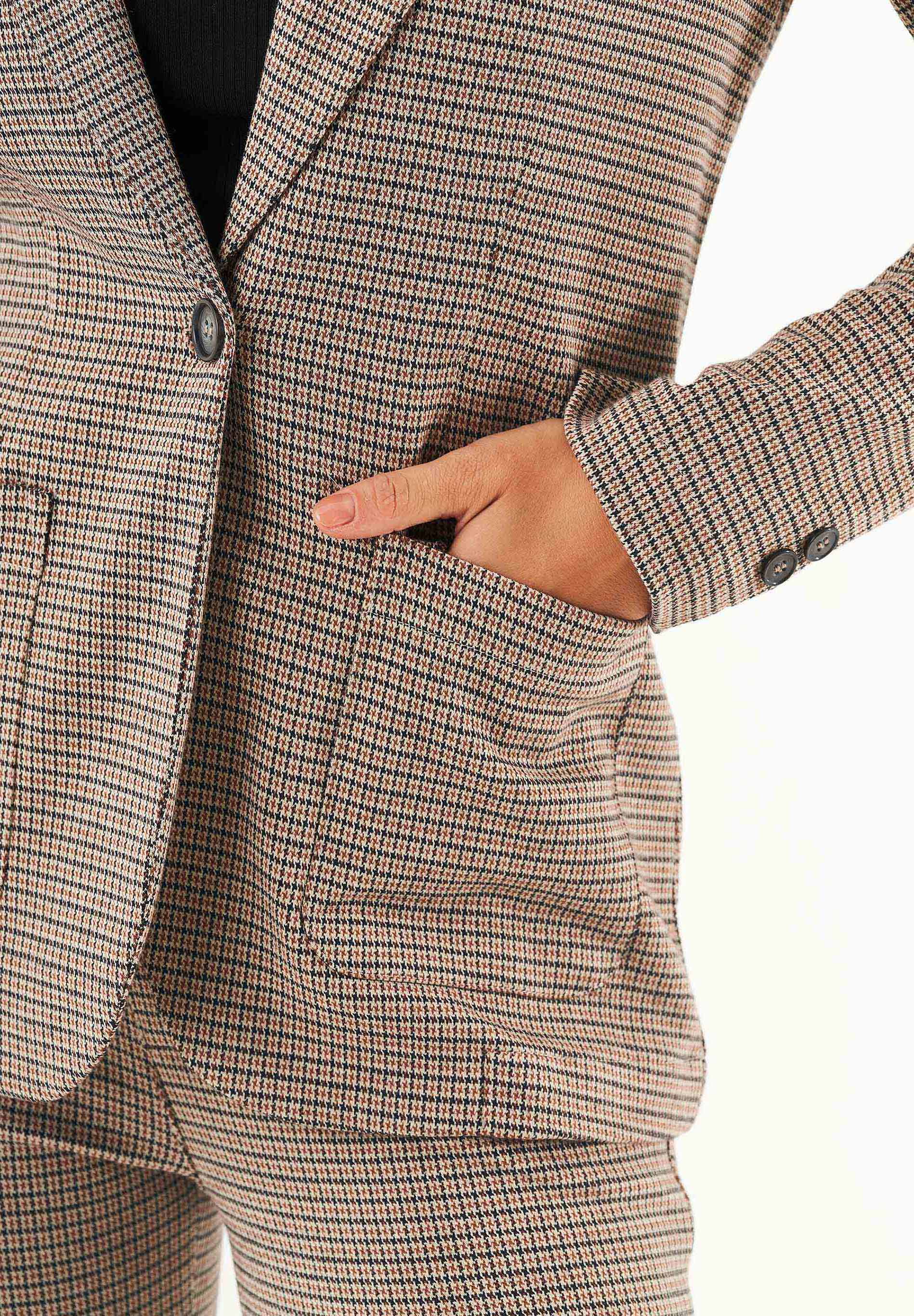 Blazer aus Bio-Baumwolle-Mix mit Hahnentrittmuster