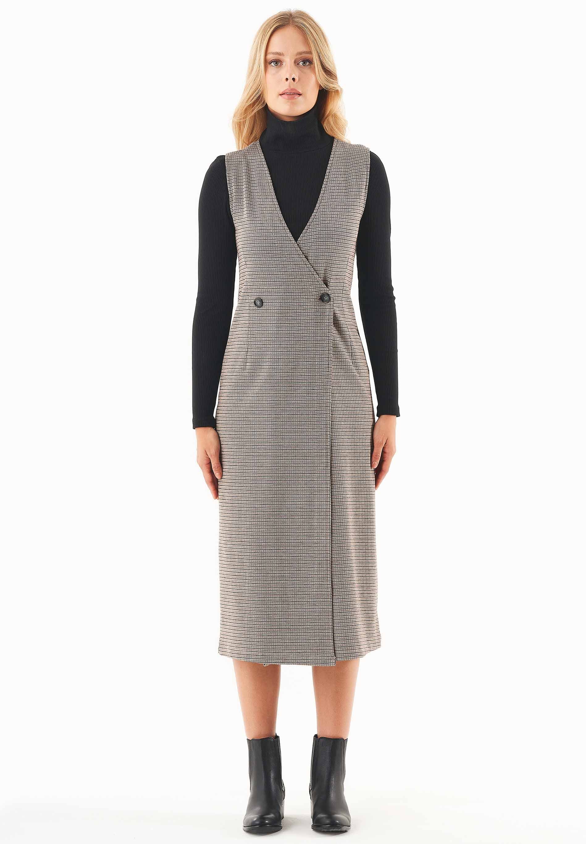 Kleid aus Bio-Baumwolle-Mix mit Hahnentrittmuster