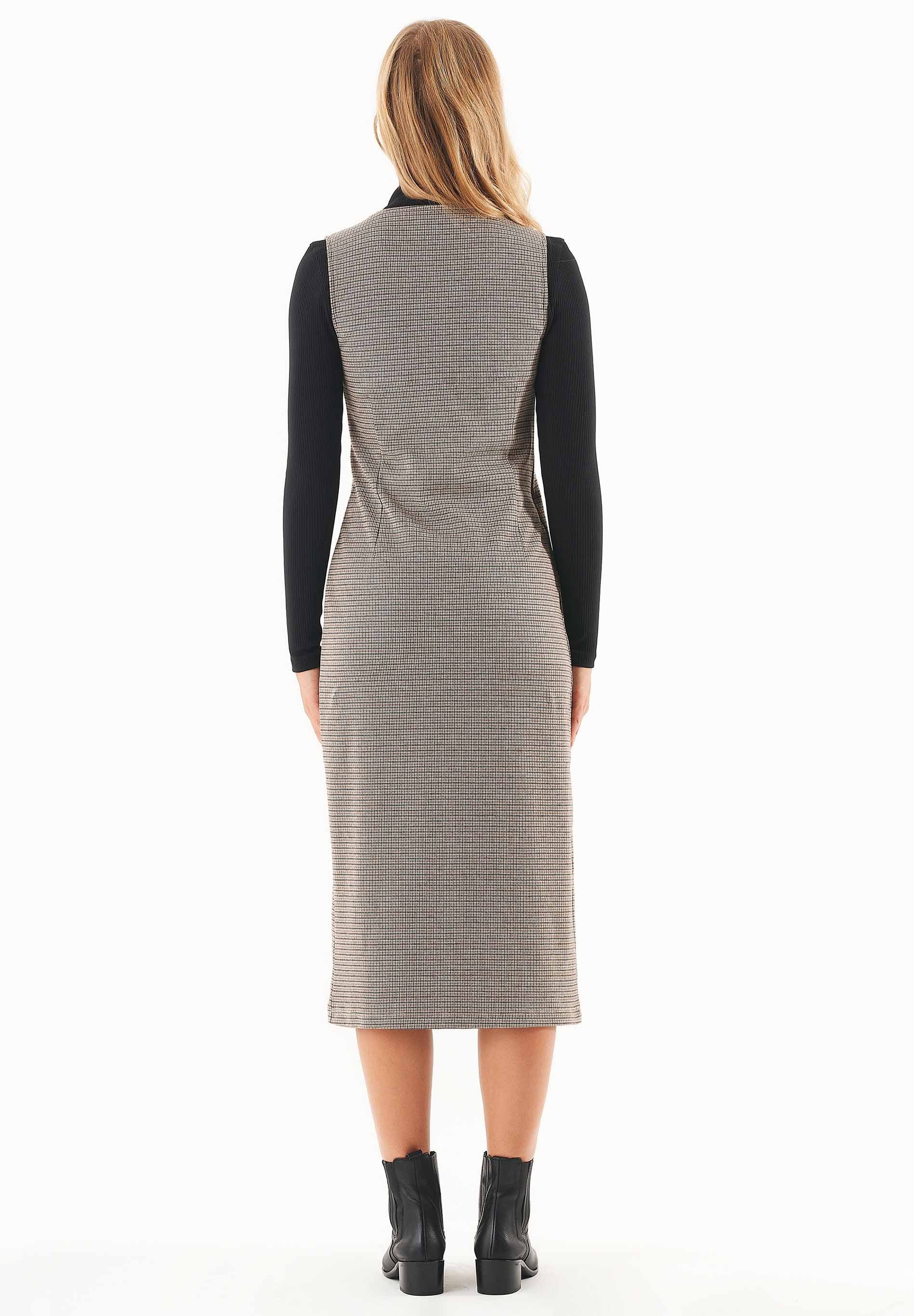 Kleid aus Bio-Baumwolle-Mix mit Hahnentrittmuster