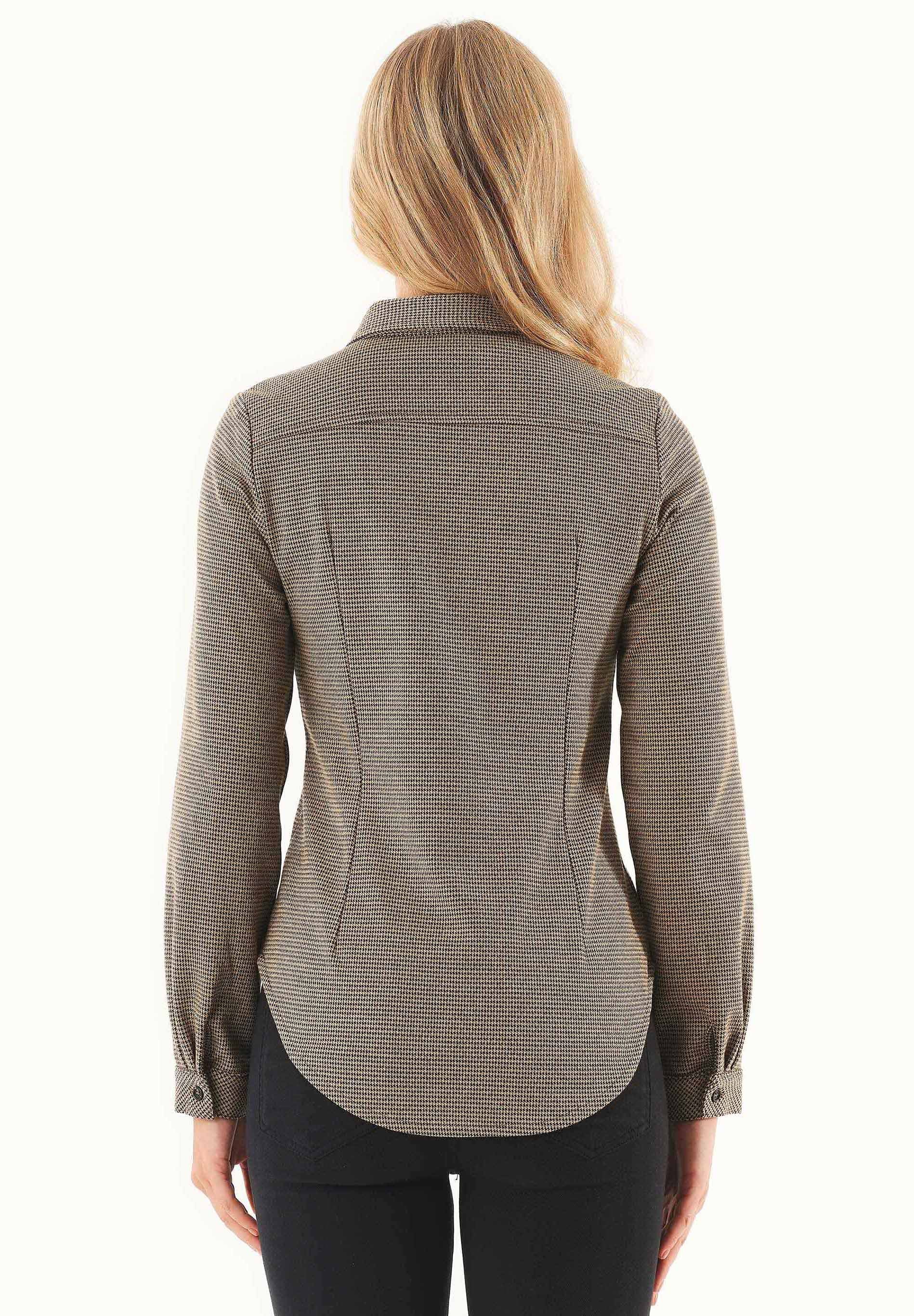 Hemdbluse aus Bio-Baumwolle-Mix mit Hahnentrittmuster