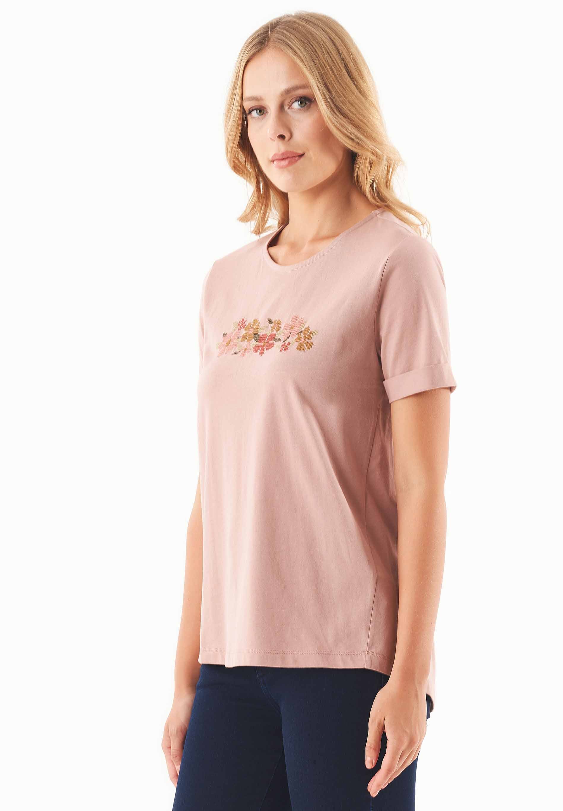 T-Shirt aus Bio-Baumwolle mit Blumen-Stickerei