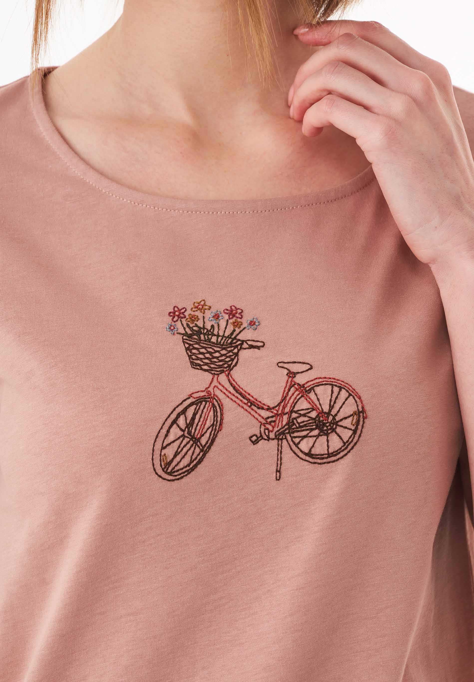 T-Shirt aus Bio-Baumwolle mit Fahrrad-Stickerei