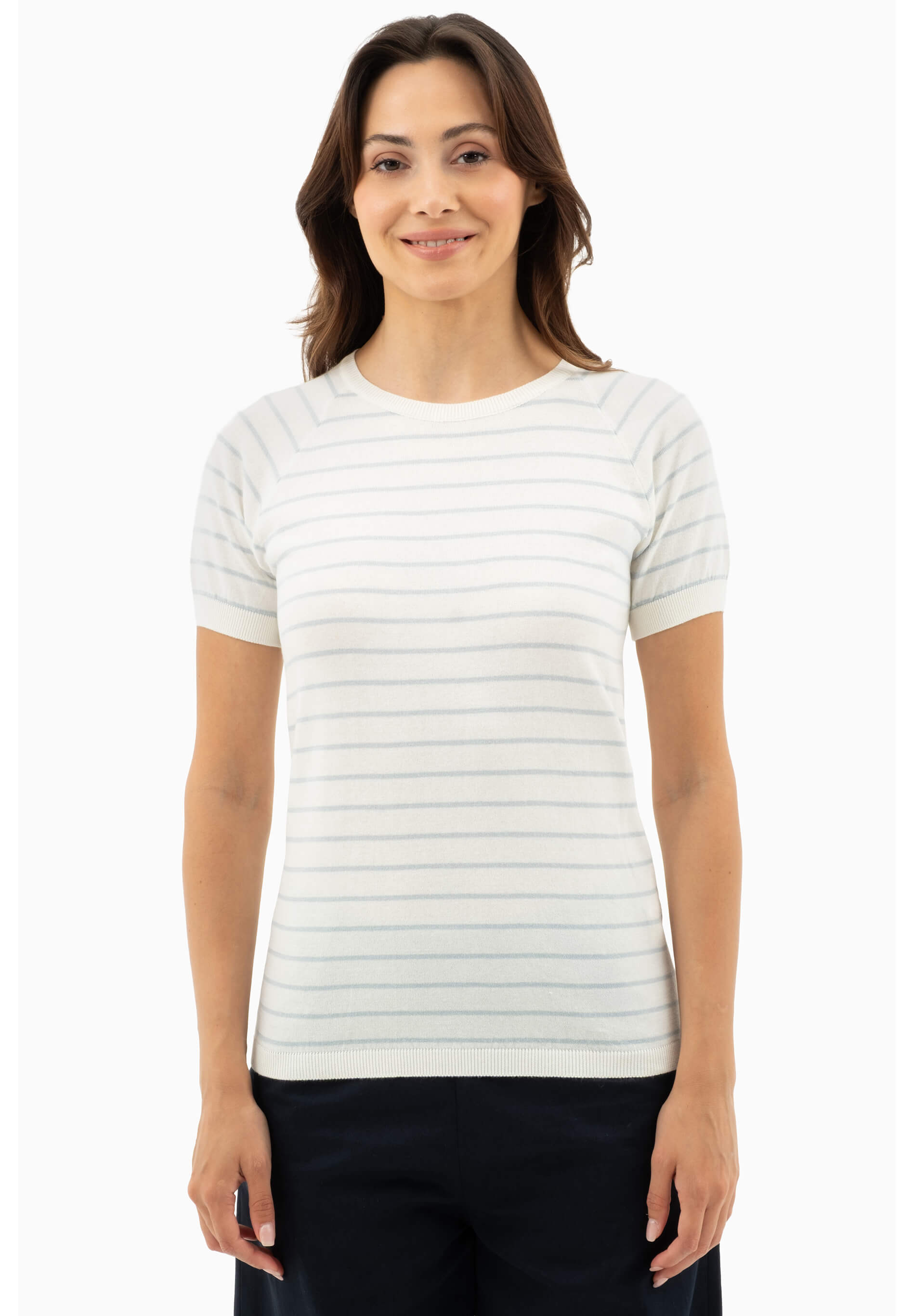 Feinstrick-T-Shirt aus Bio-Baumwolle mit Streifen