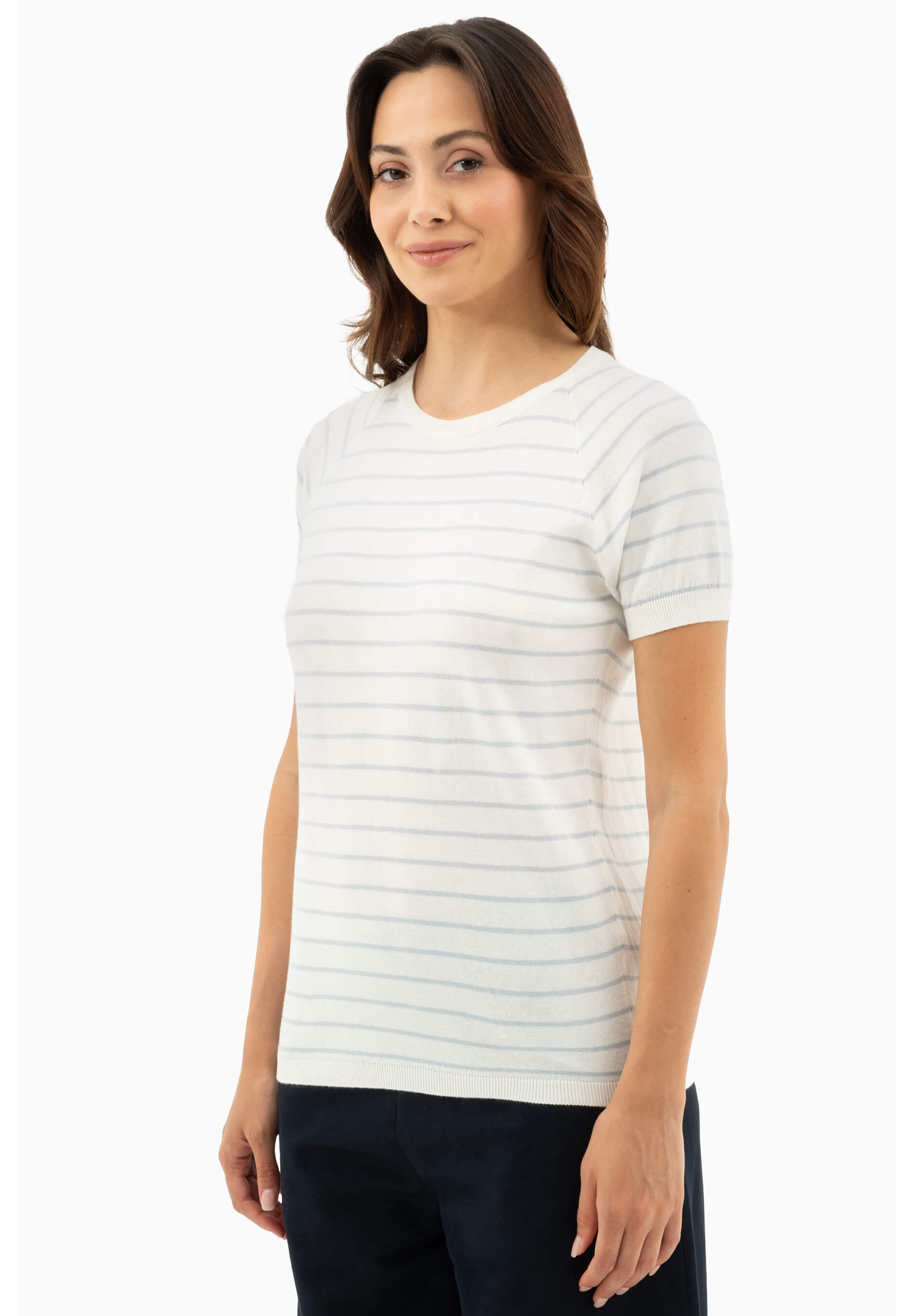 Feinstrick-T-Shirt aus Bio-Baumwolle mit Streifen