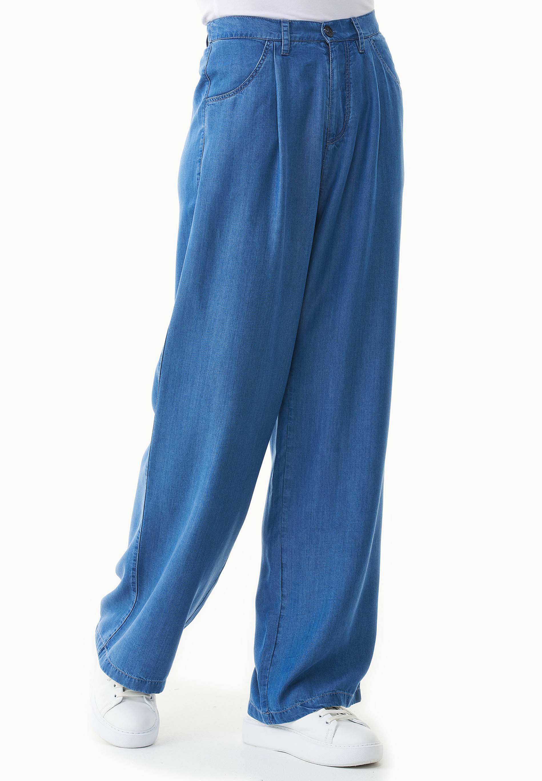 Hose aus TENCEL™ Lyocell in Denim-Optik
