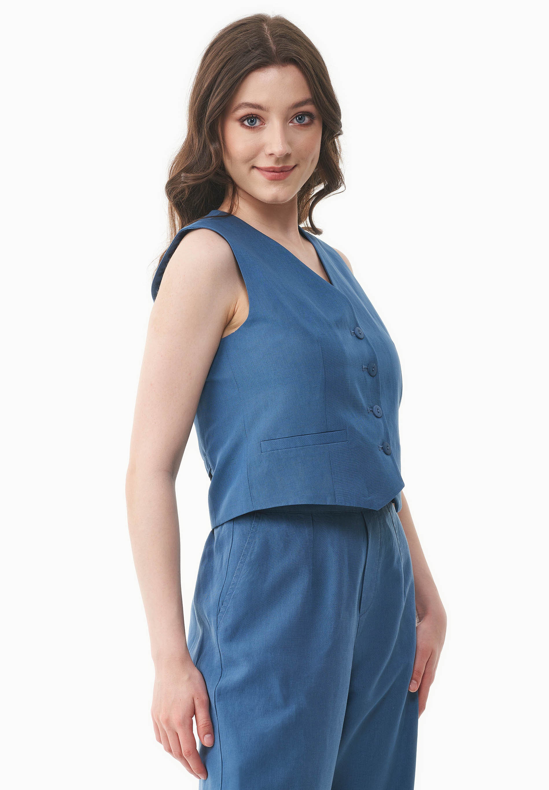 Weste aus TENCEL™ Lyocell und Leinen