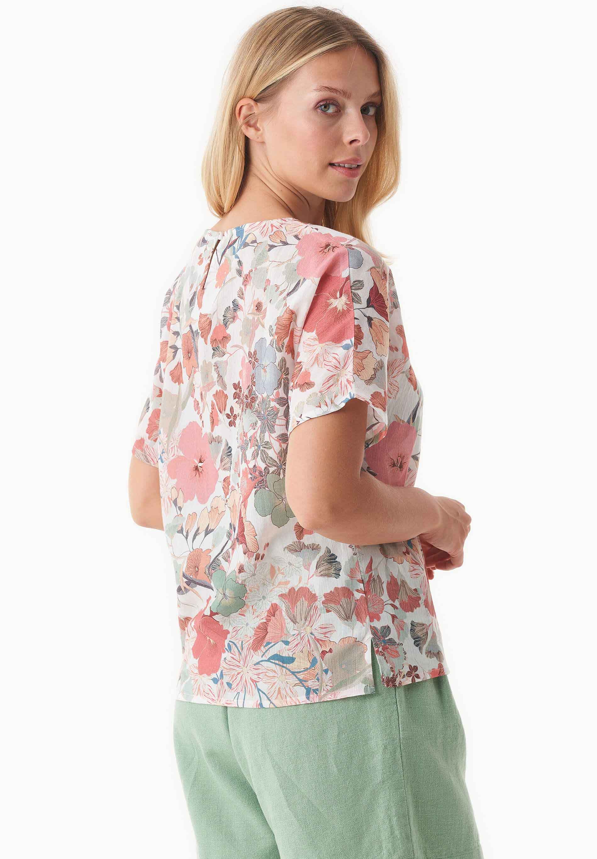 Bluse aus Bio-Baumwoll-Voile mit Blumenmuster