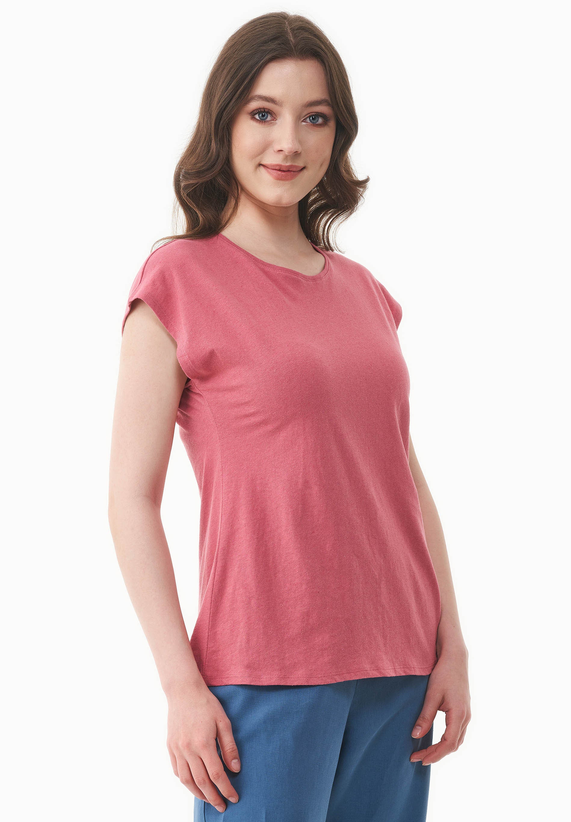 T-shirt aus Bio-Baumwolle und Leinen