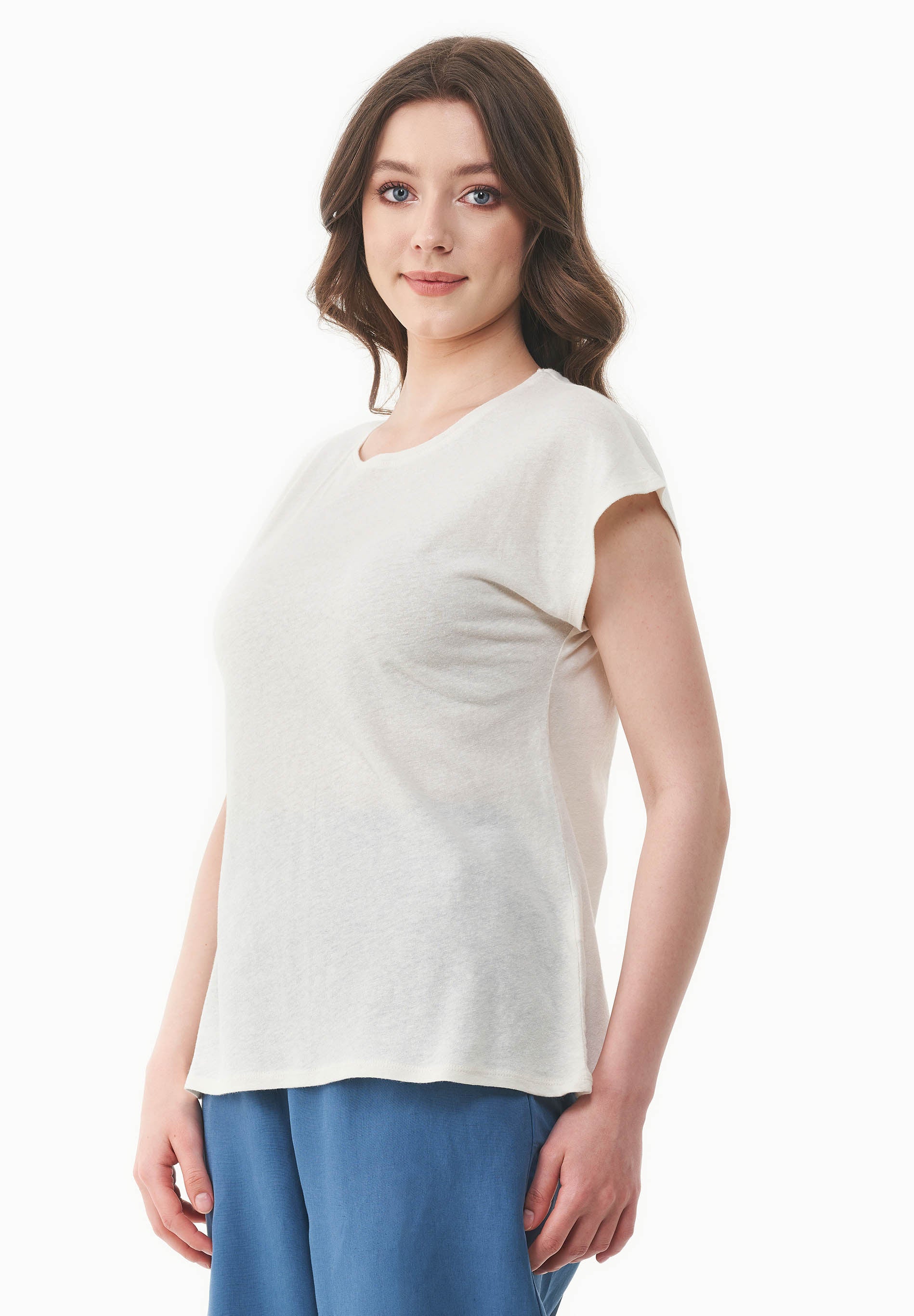 T-shirt aus Bio-Baumwolle und Leinen