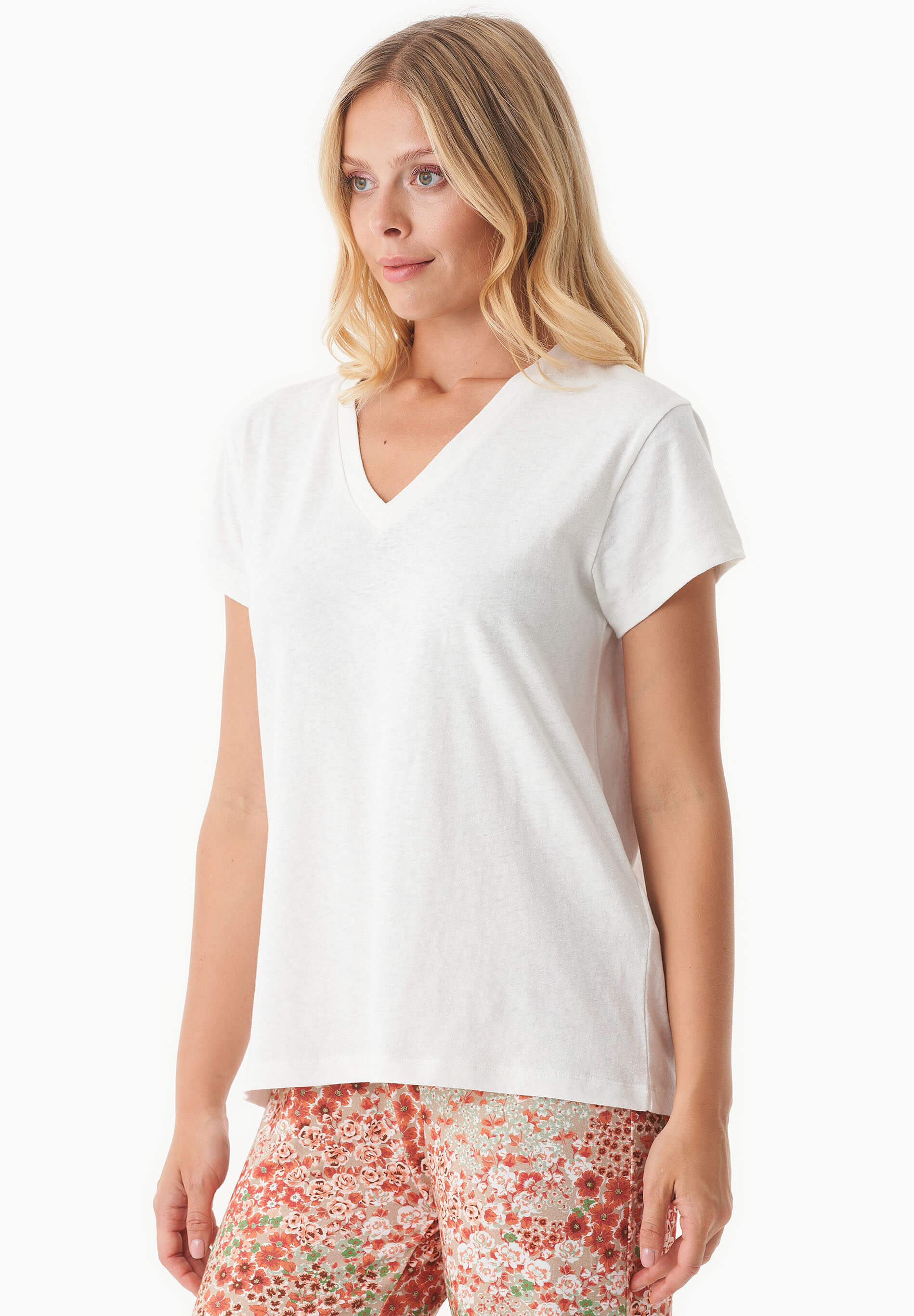 T-Shirt aus Bio-Baumwolle und Leinen