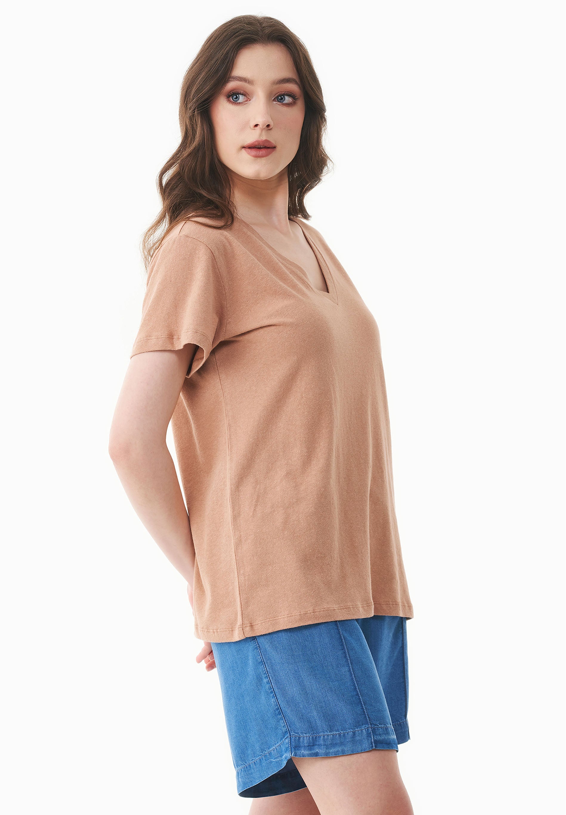 T-Shirt aus Bio-Baumwolle und Leinen