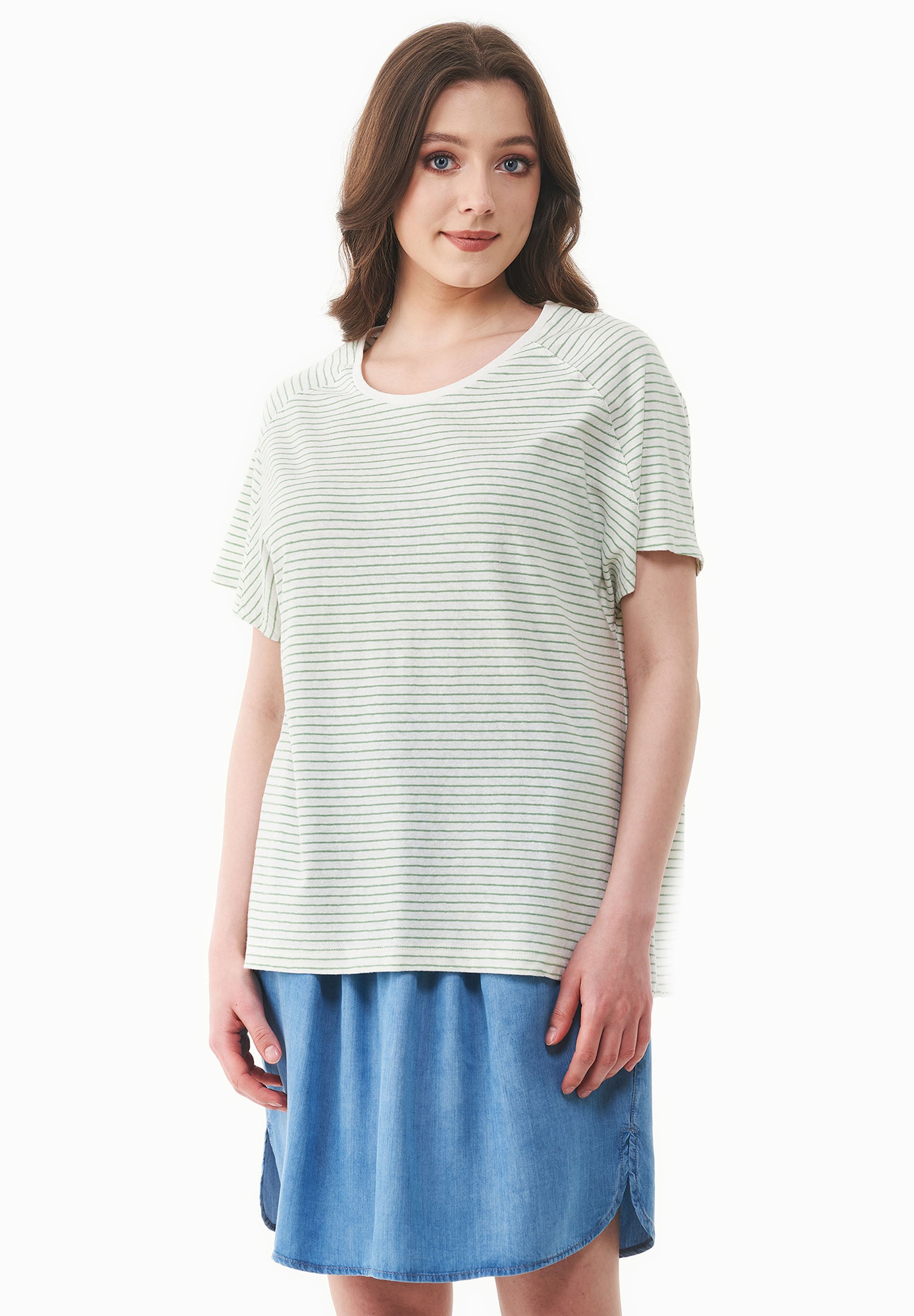 Gestreiftes T-Shirt aus Bio-Baumwolle und Leinen