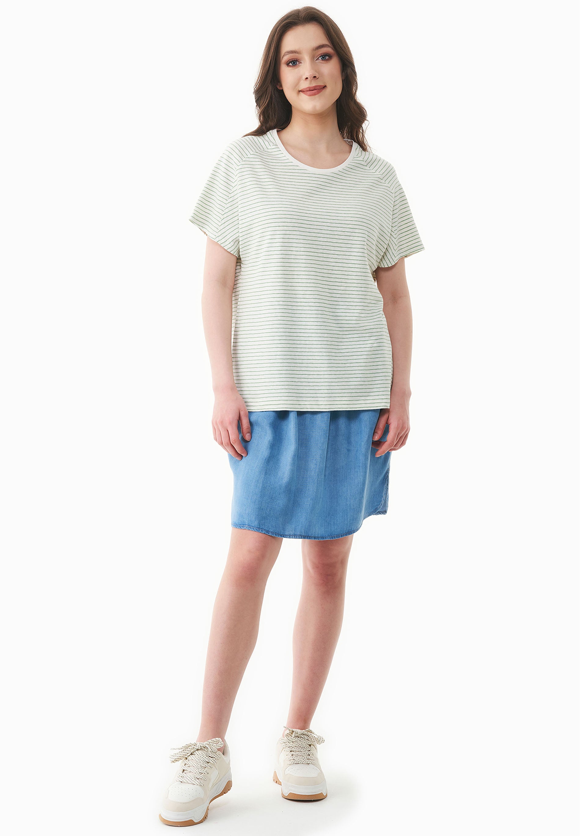 Gestreiftes T-Shirt aus Bio-Baumwolle und Leinen