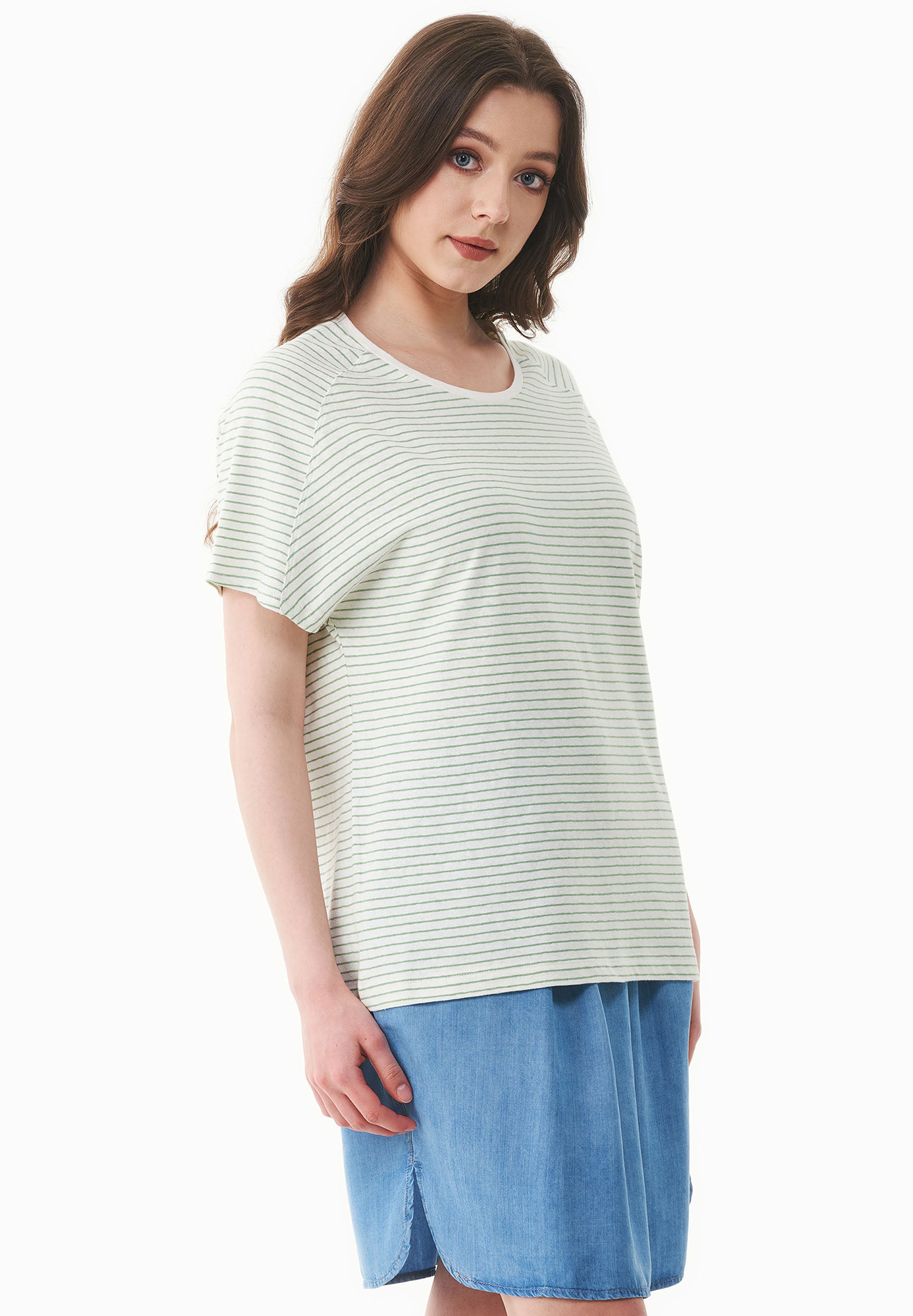 Gestreiftes T-Shirt aus Bio-Baumwolle und Leinen