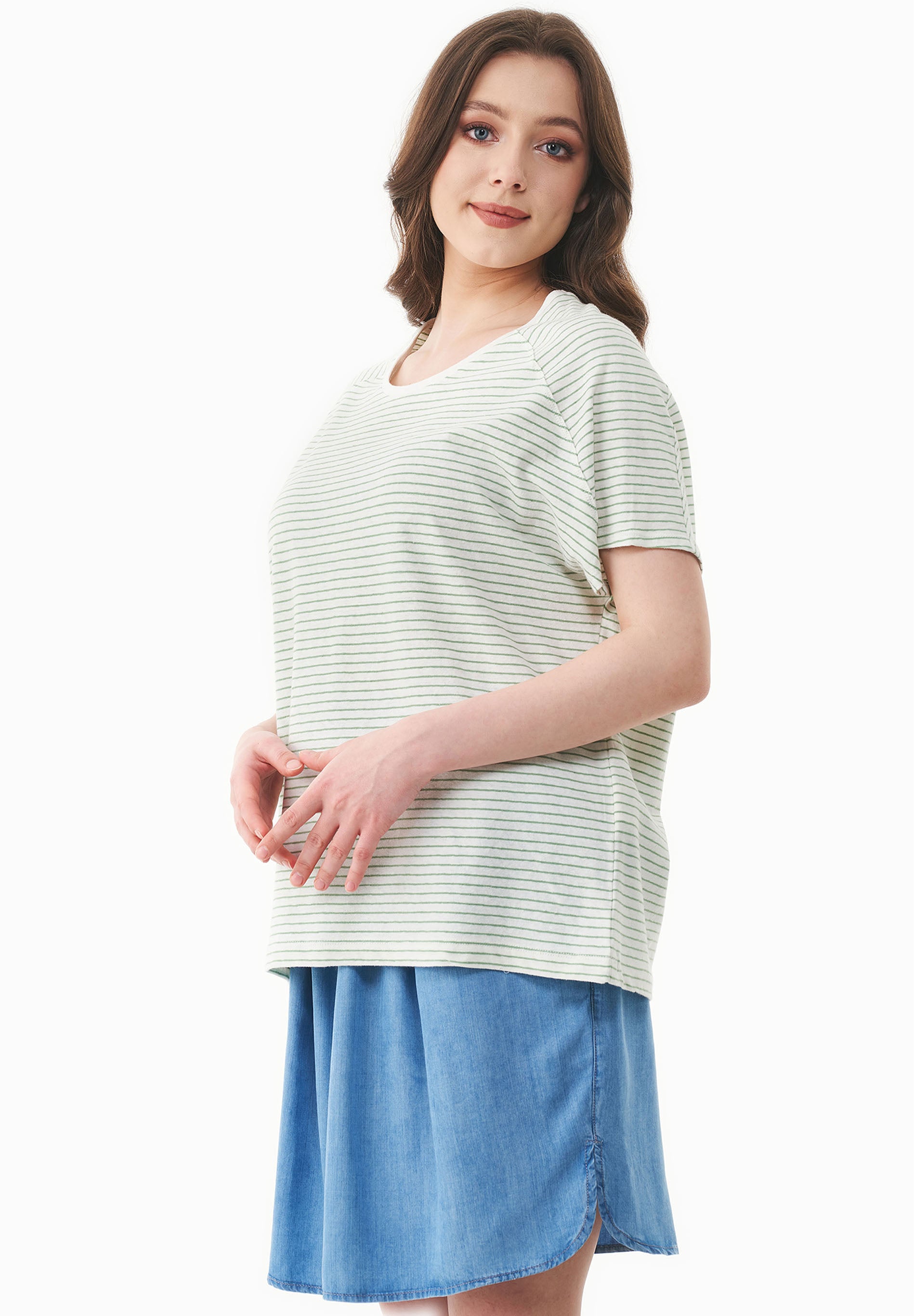 Gestreiftes T-Shirt aus Bio-Baumwolle und Leinen