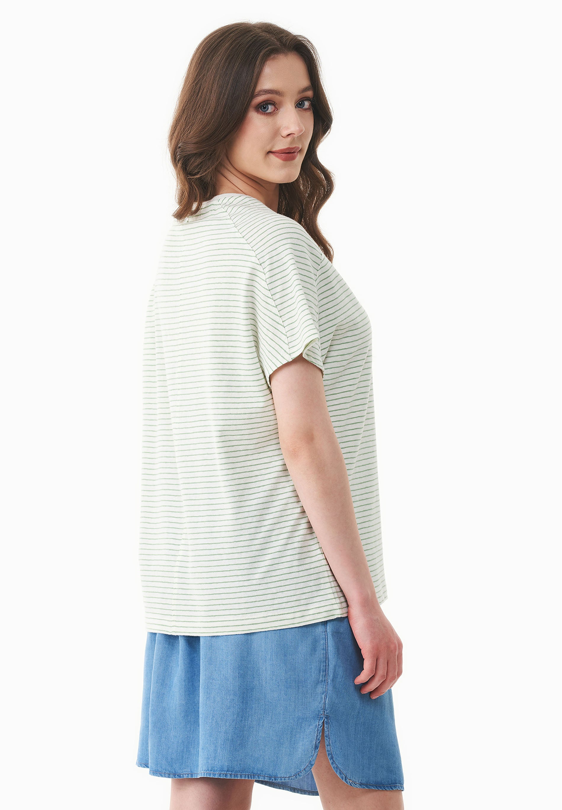 Gestreiftes T-Shirt aus Bio-Baumwolle und Leinen