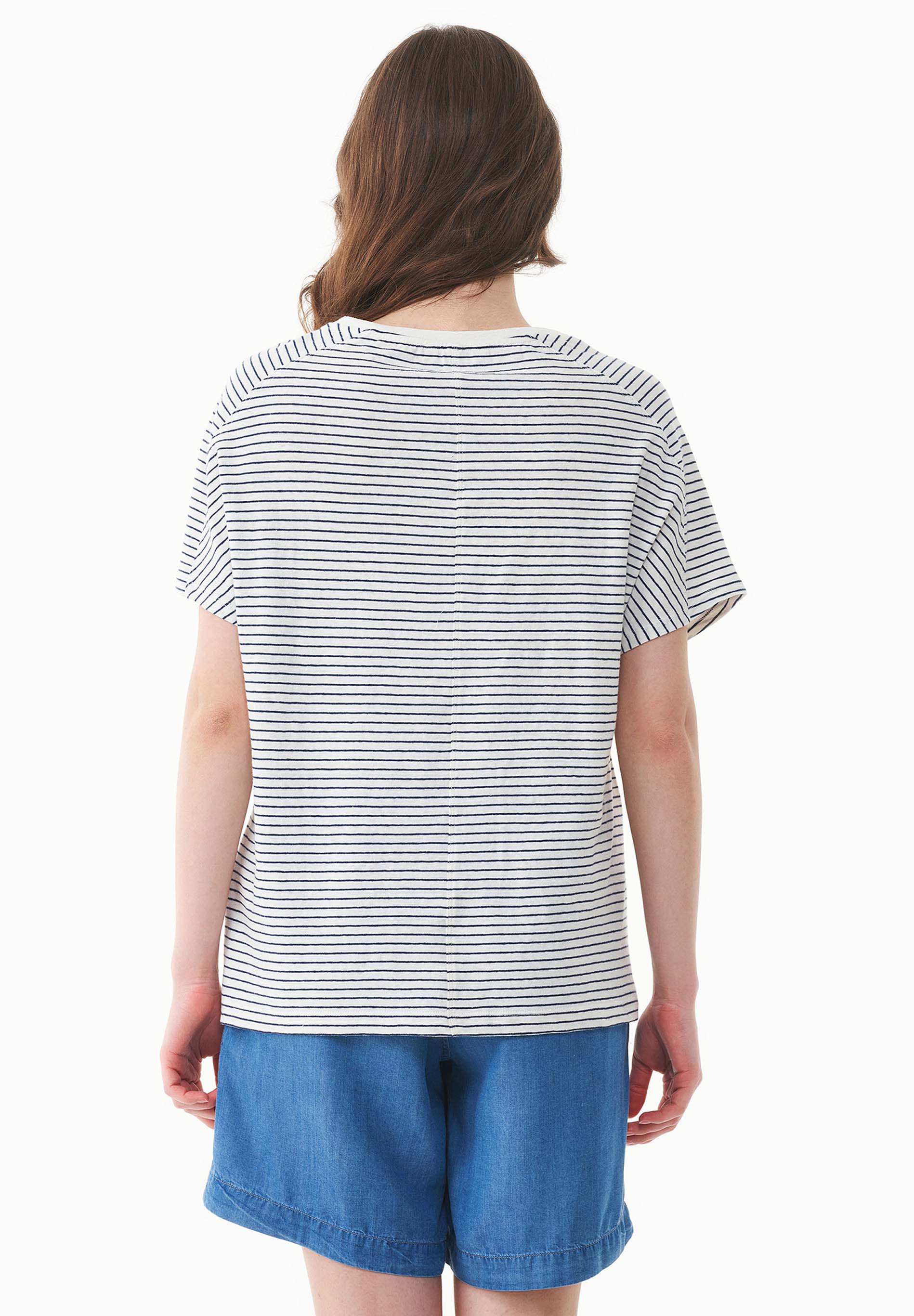 Gestreiftes T-Shirt aus Bio-Baumwolle und Leinen