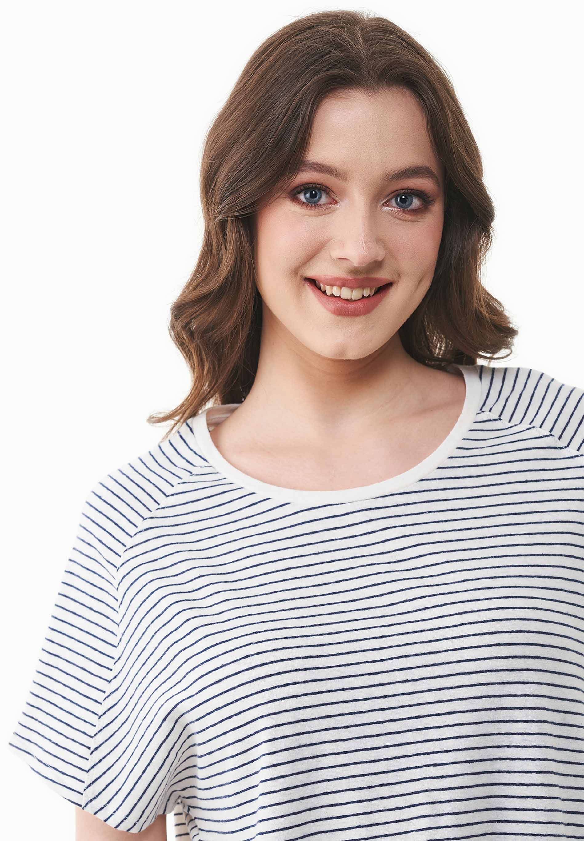 Gestreiftes T-Shirt aus Bio-Baumwolle und Leinen