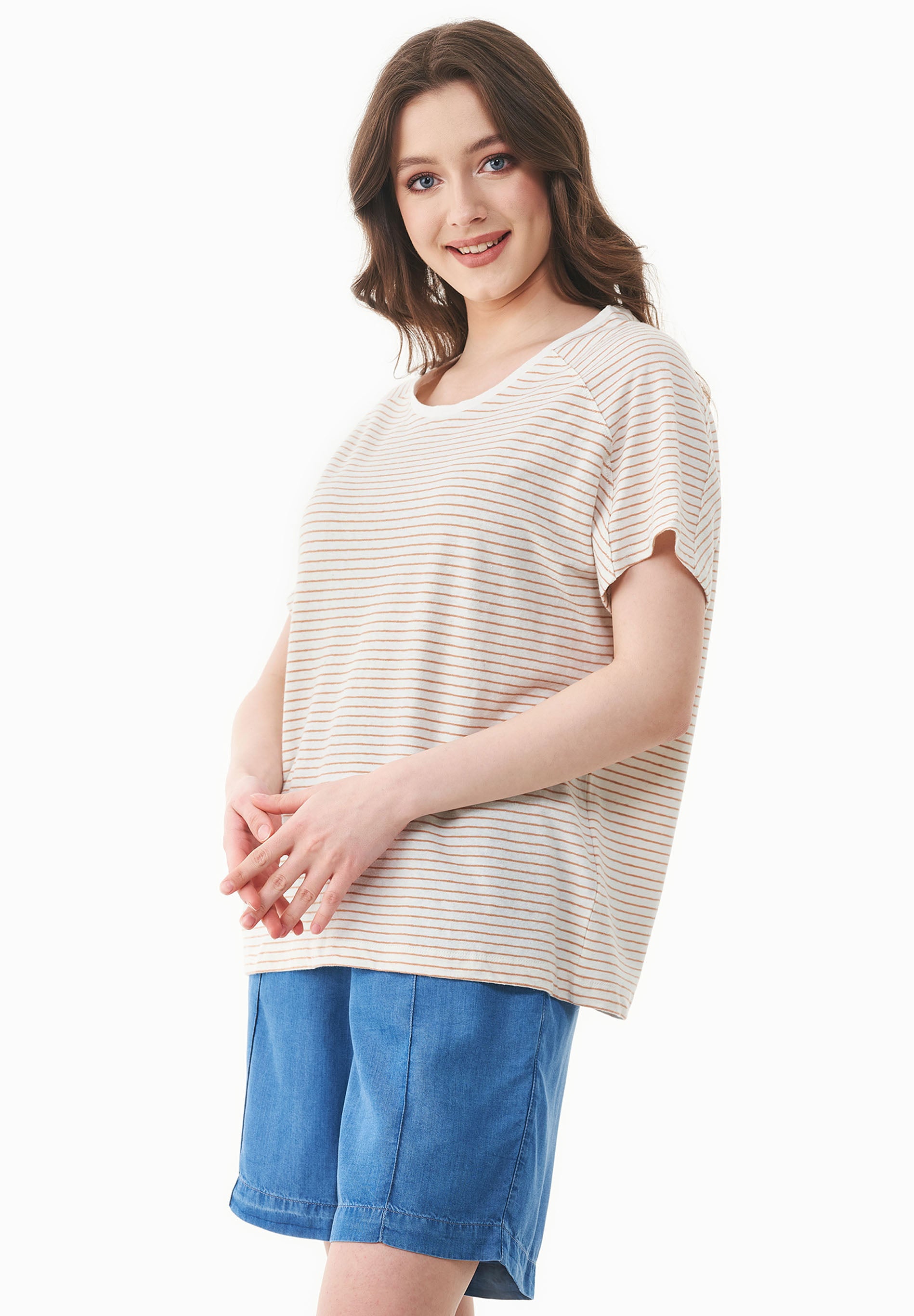 Gestreiftes T-Shirt aus Bio-Baumwolle und Leinen