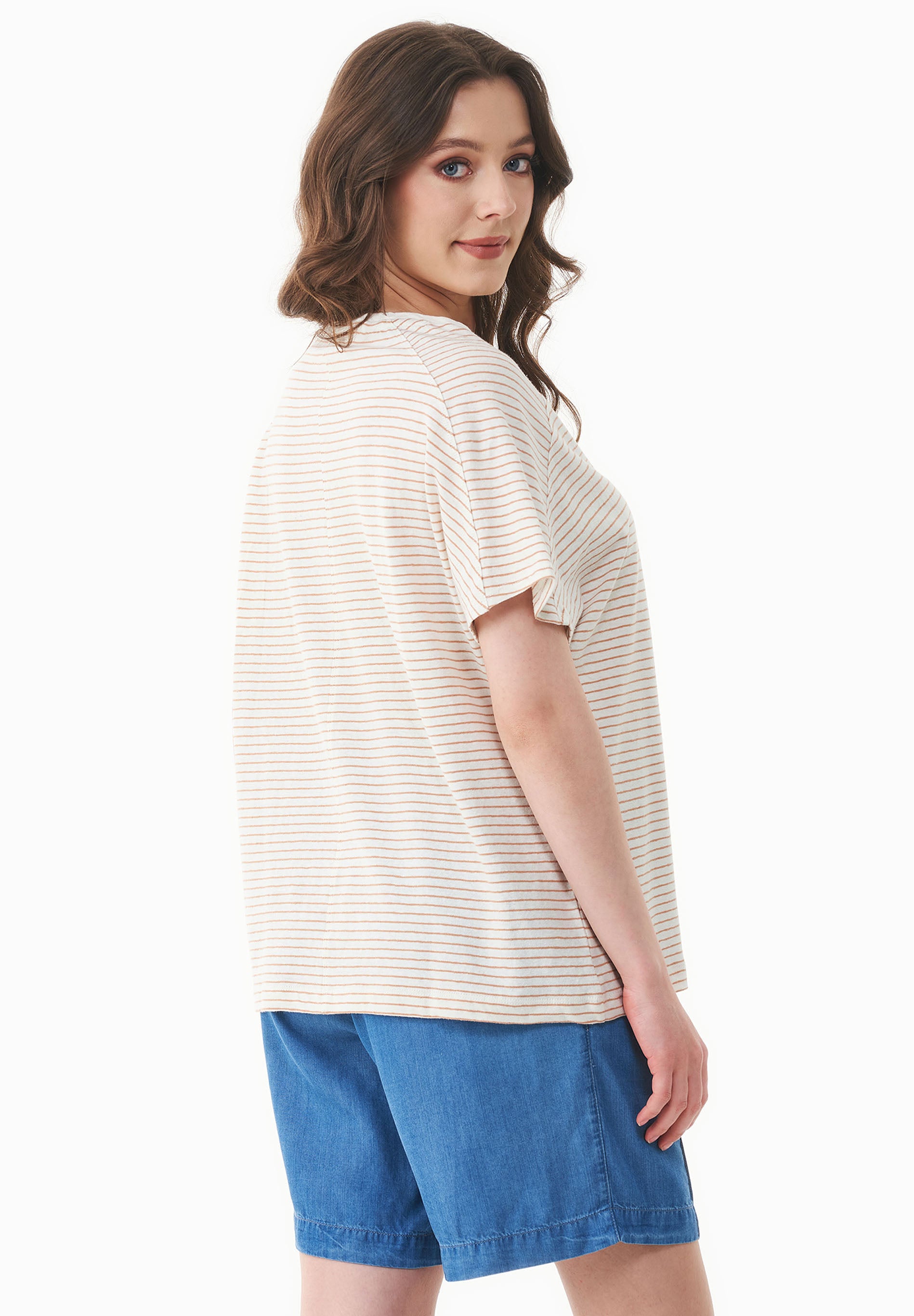 Gestreiftes T-Shirt aus Bio-Baumwolle und Leinen