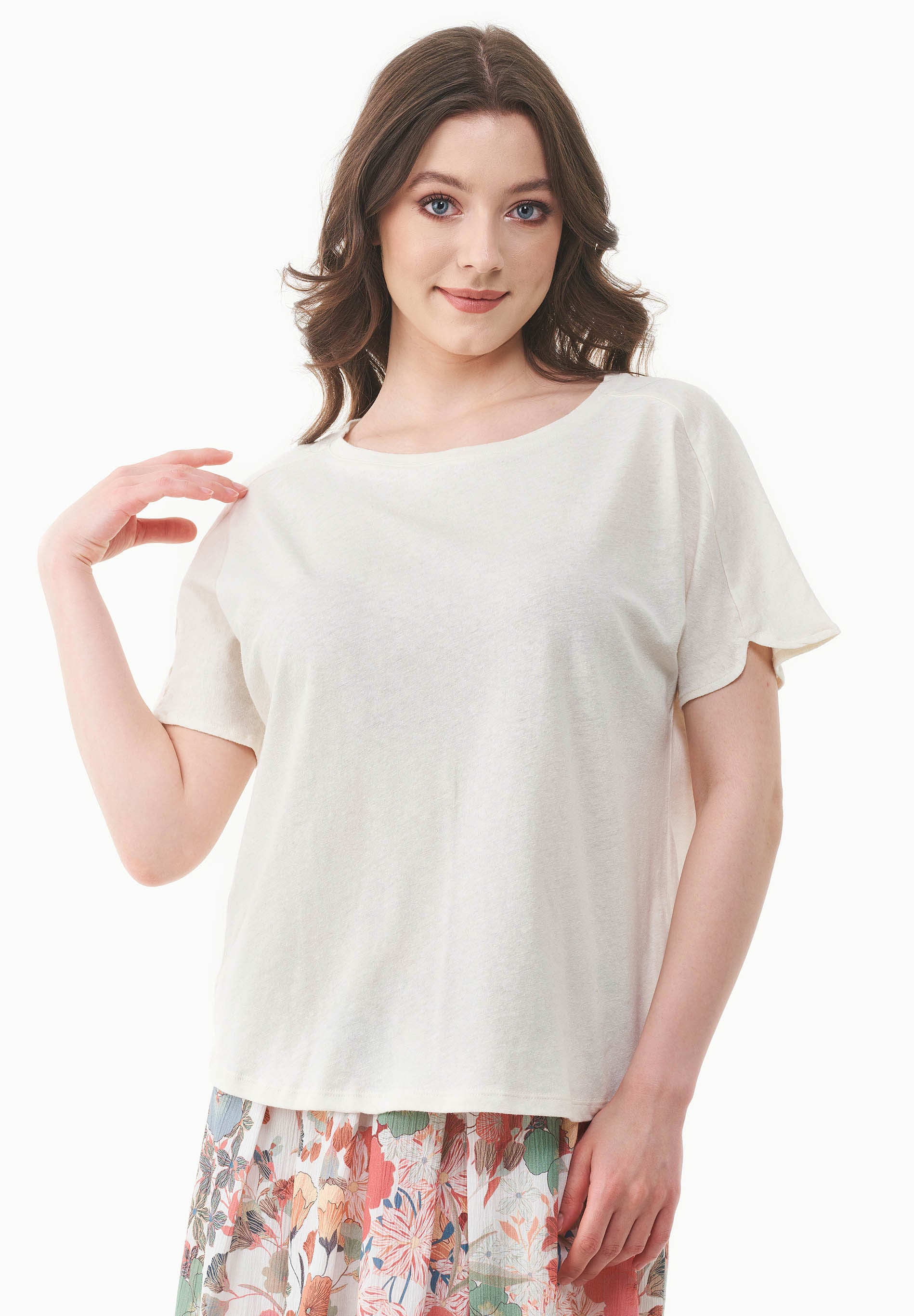T-Shirt aus Bio-Baumwolle und Leinen
