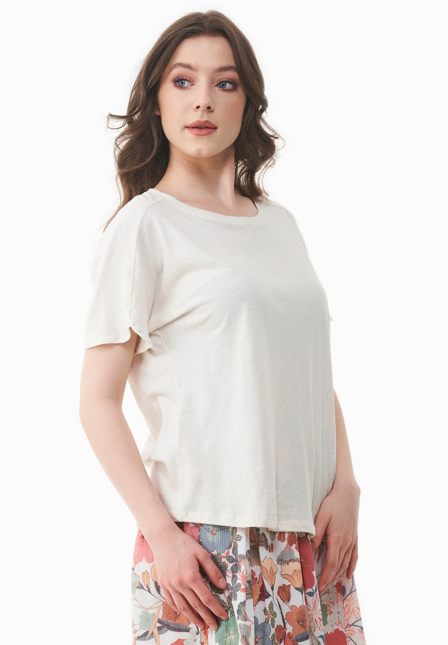 T-Shirt aus Bio-Baumwolle und Leinen