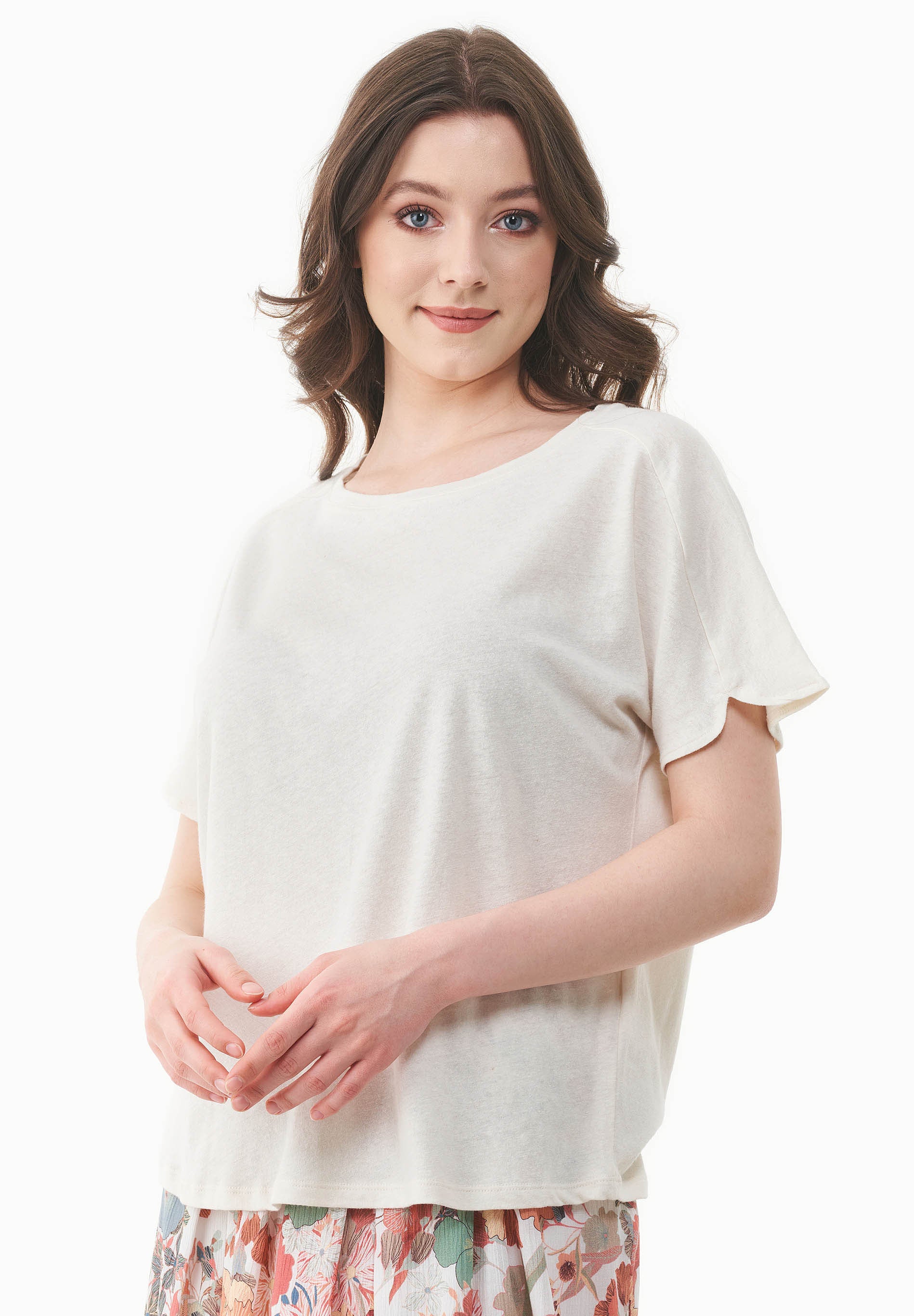 T-Shirt aus Bio-Baumwolle und Leinen