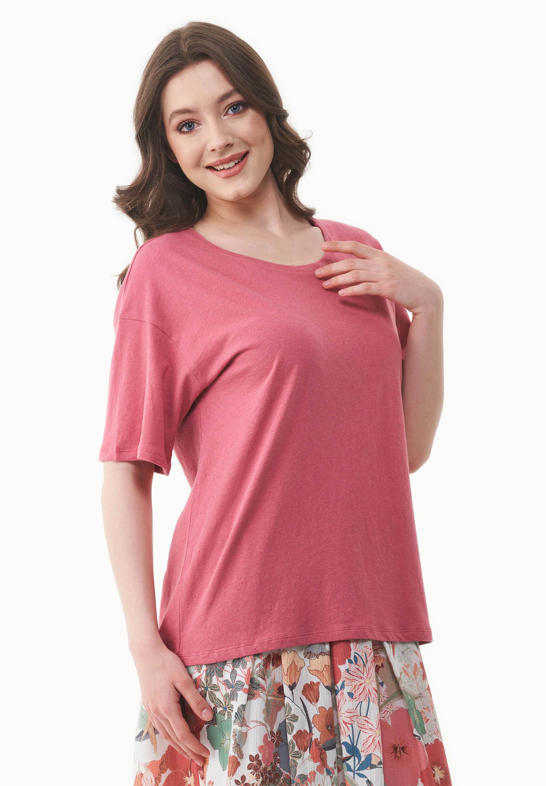 T-Shirt aus Bio-Baumwolle und Leinen