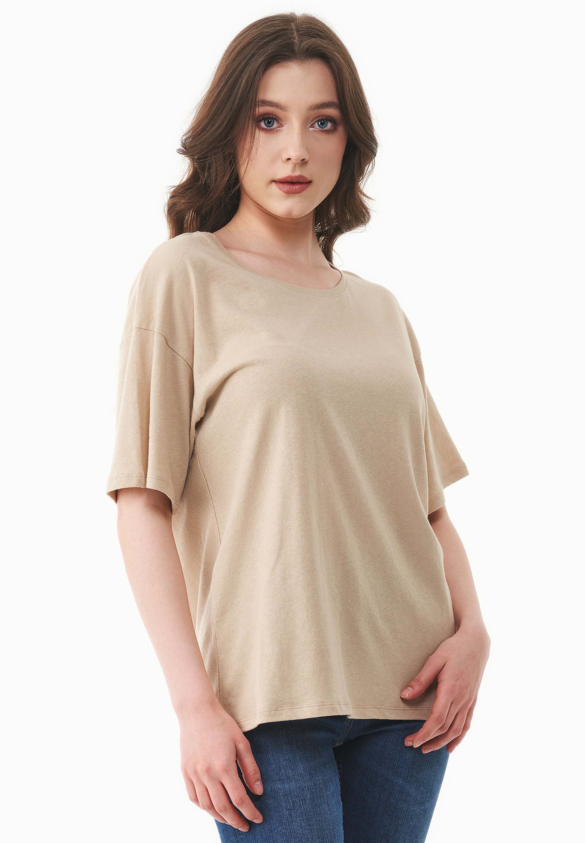 T-Shirt aus Bio-Baumwolle und Leinen