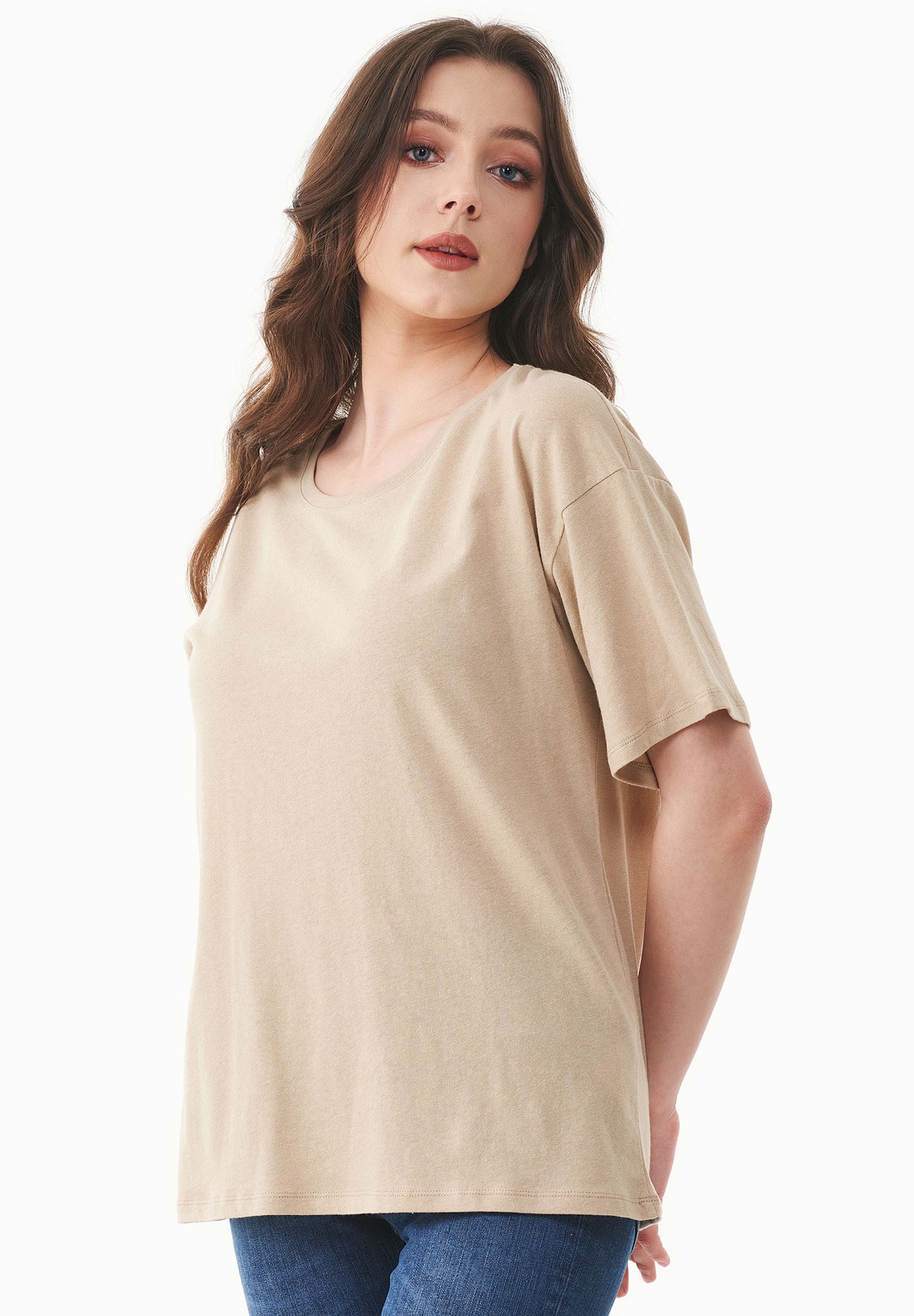 T-Shirt aus Bio-Baumwolle und Leinen