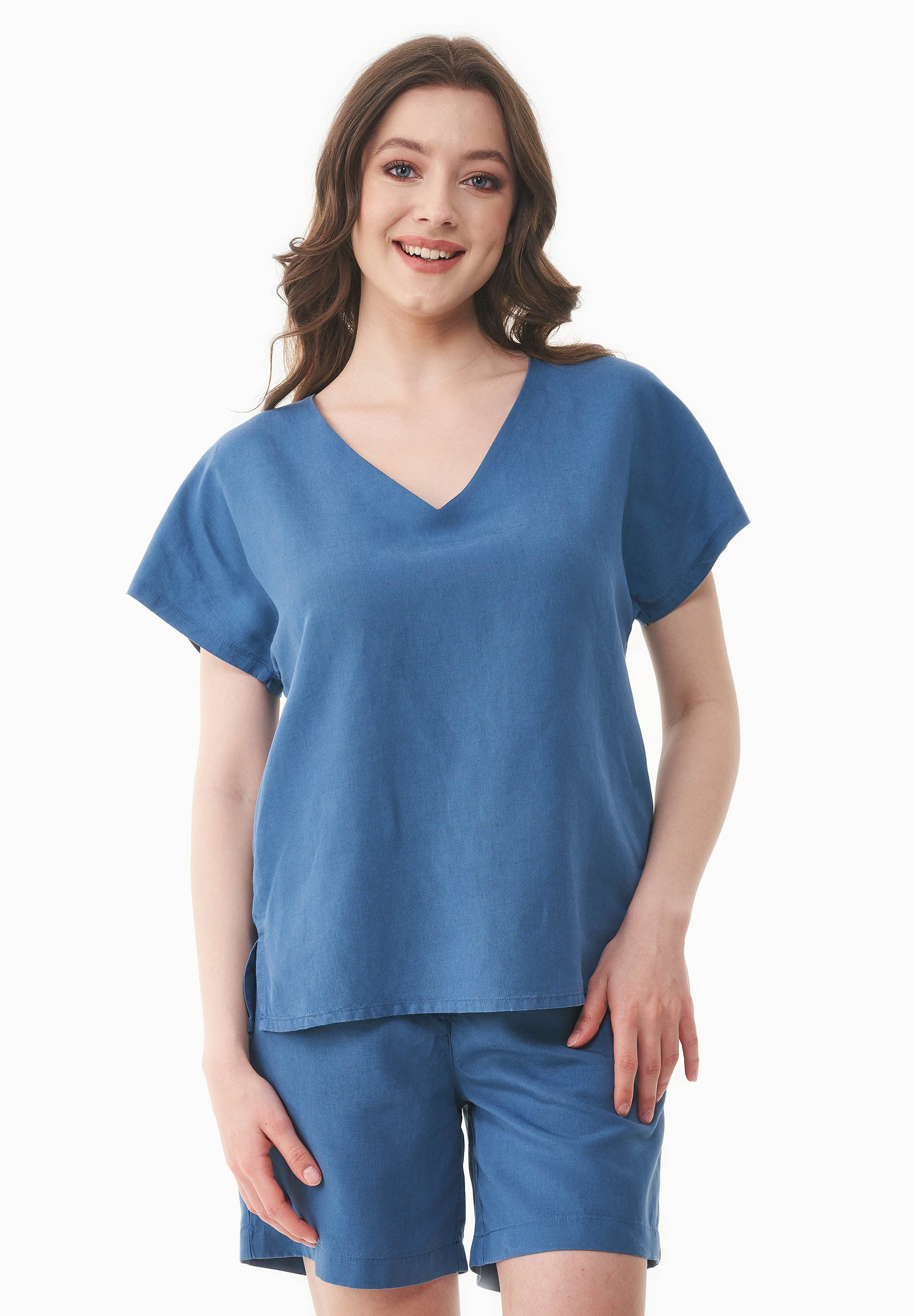 Bluse aus TENCEL™ Lyocell und Leinen