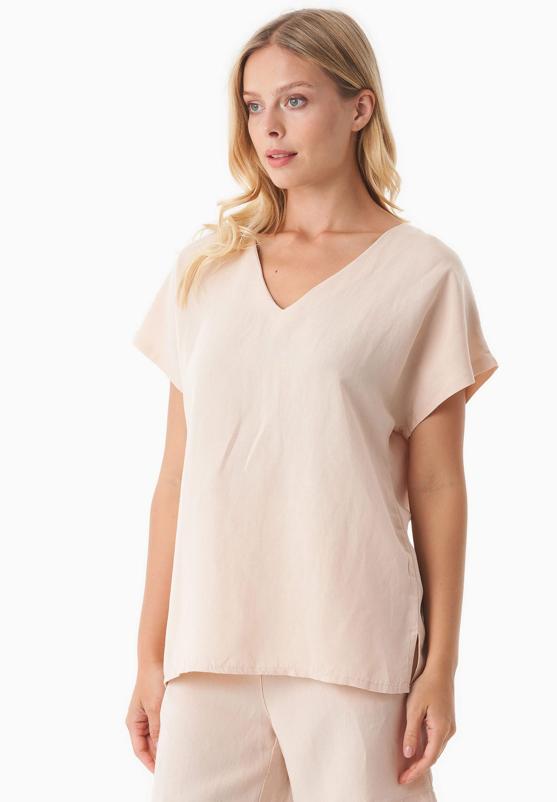 Bluse aus TENCEL™ Lyocell und Leinen