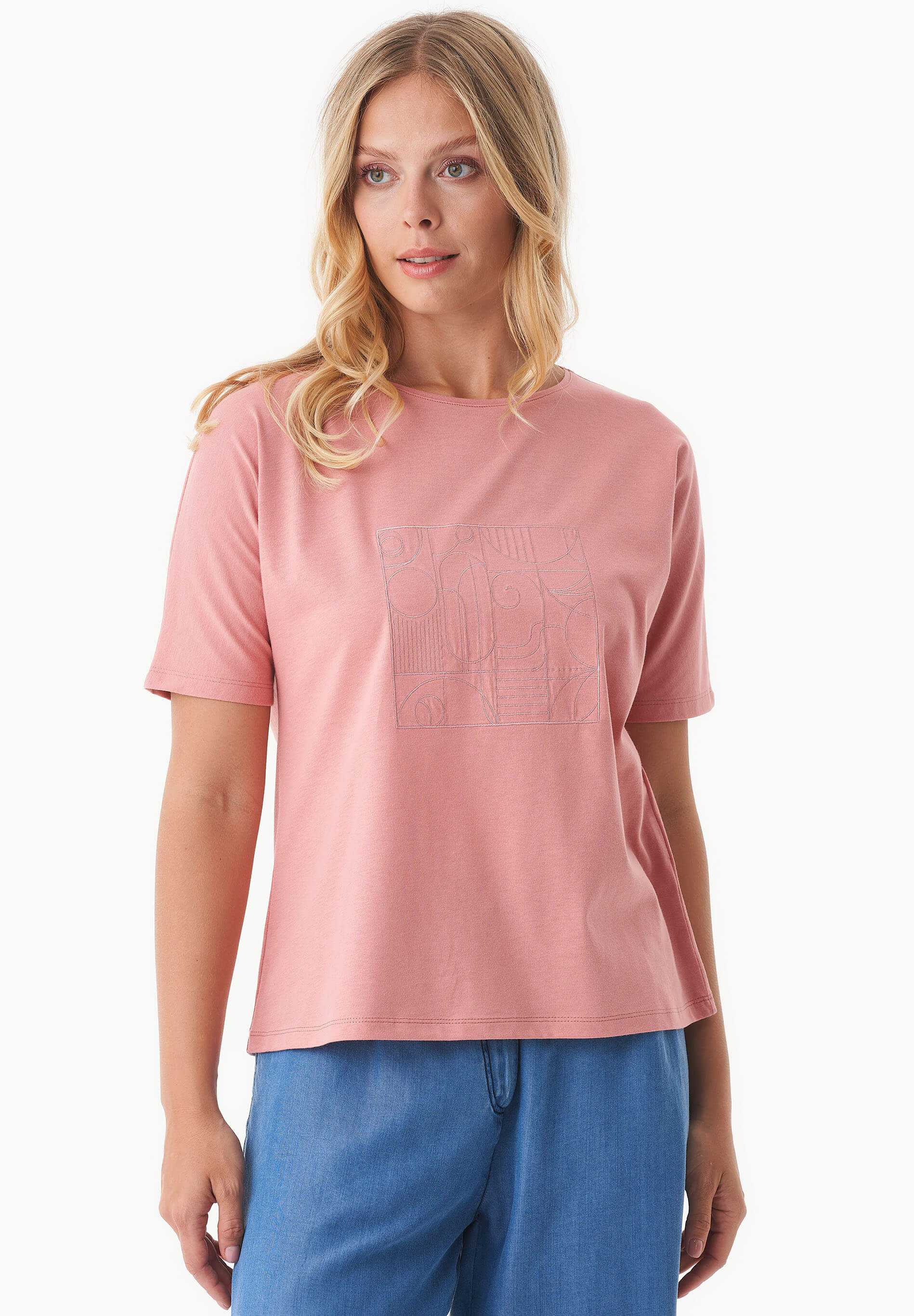 T-Shirt aus Bio-Baumwolle mit Stickerei