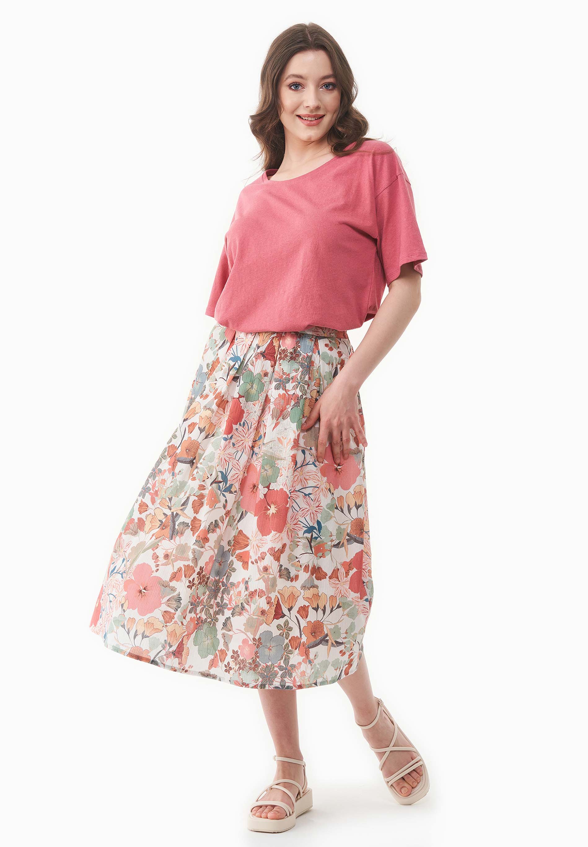 Maxirock aus Bio-Baumwoll-Voile mit Blumenmuster