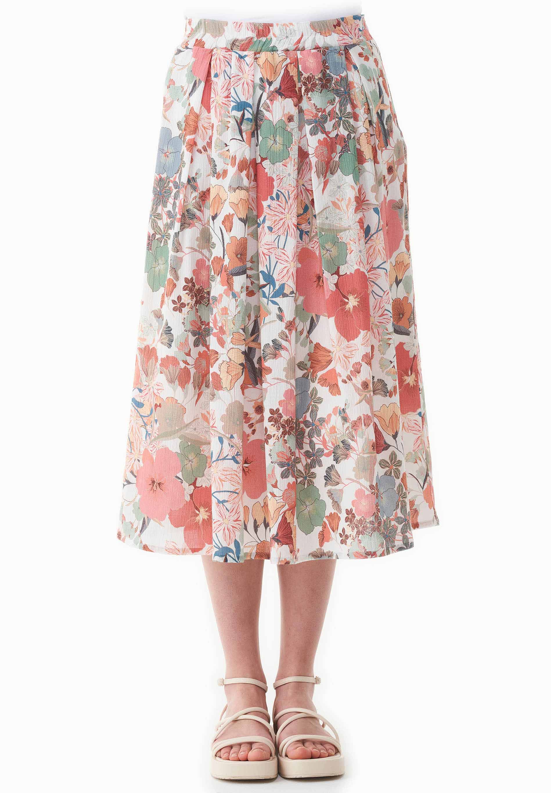 Maxirock aus Bio-Baumwoll-Voile mit Blumenmuster