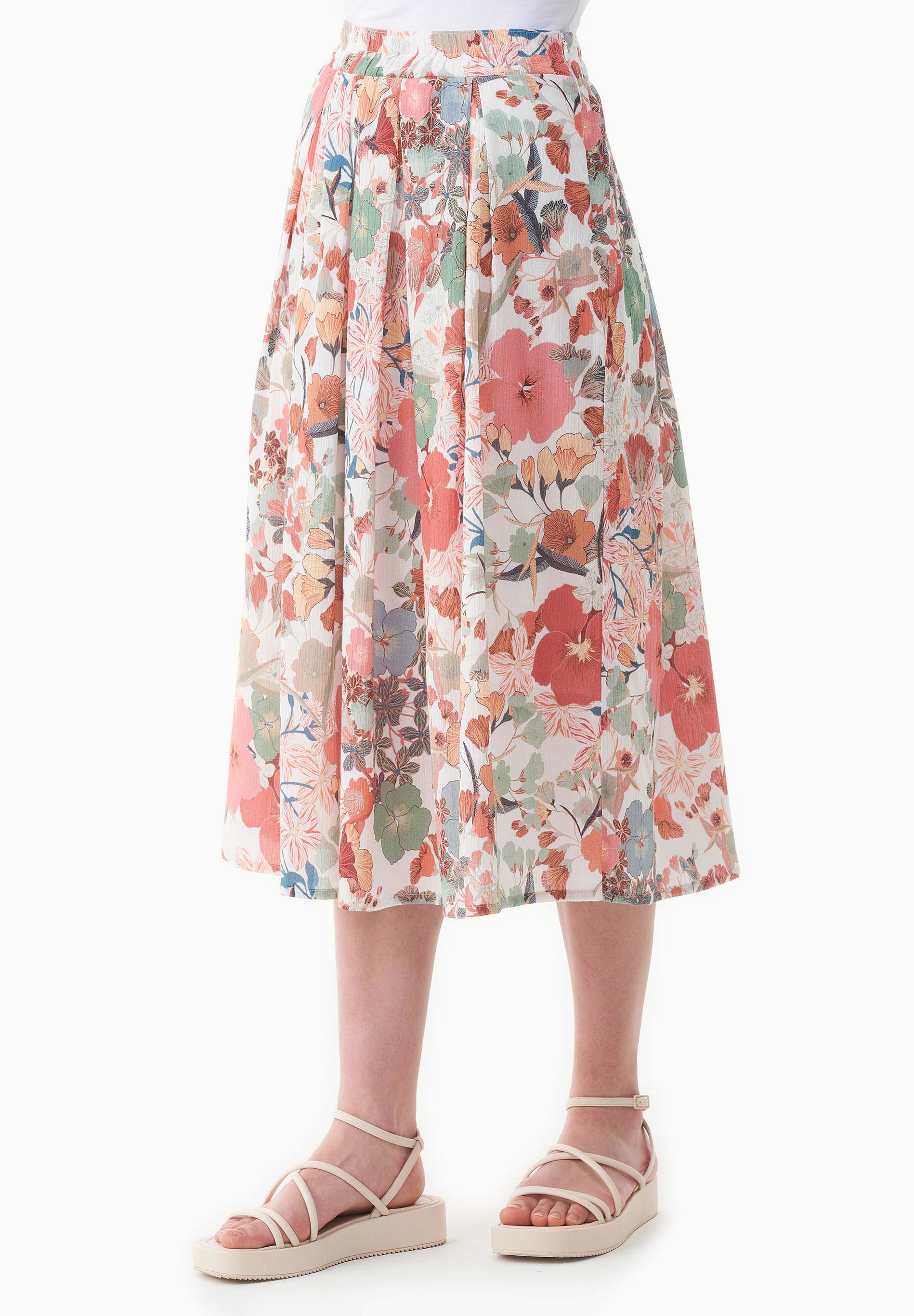 Maxirock aus Bio-Baumwoll-Voile mit Blumenmuster