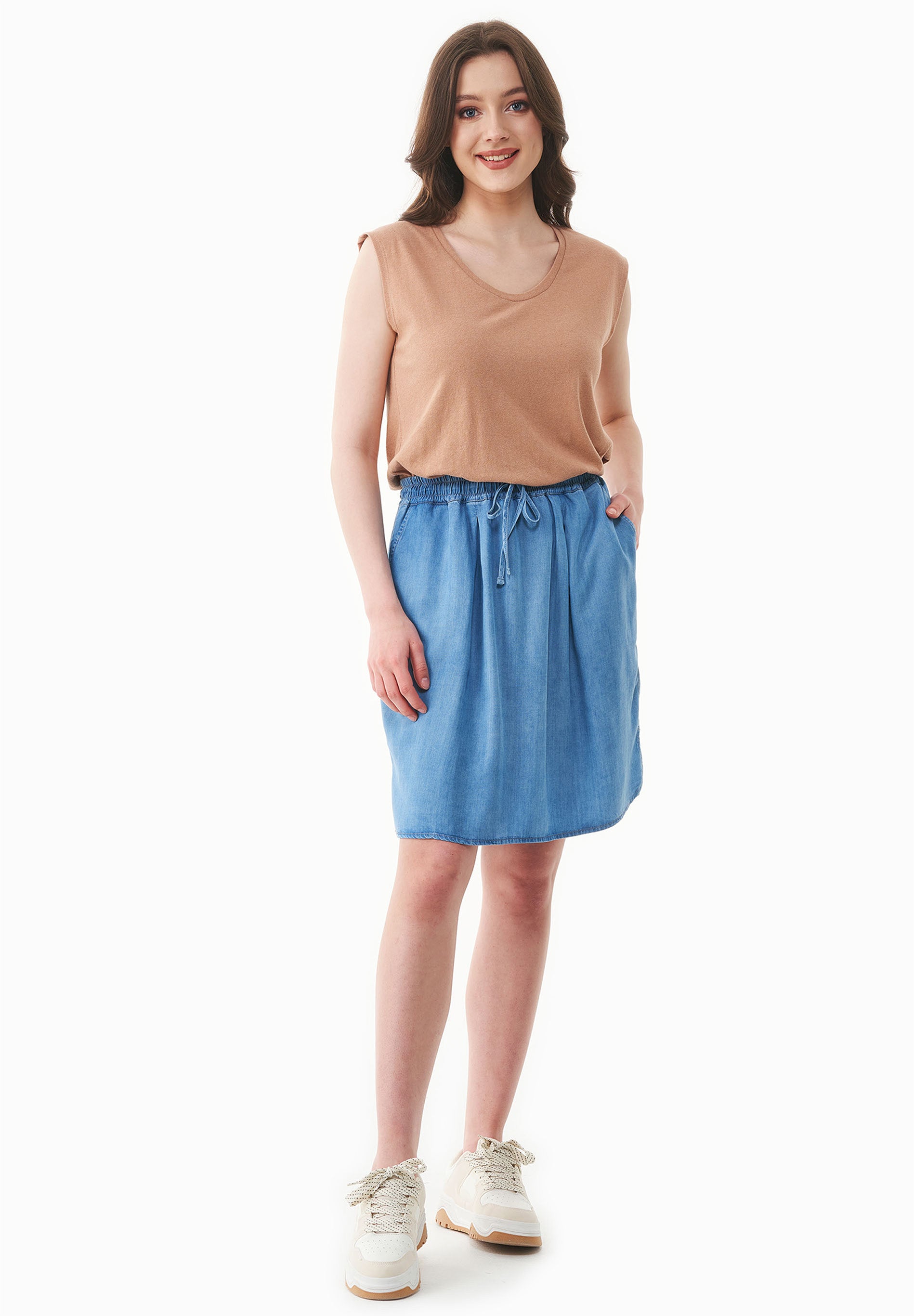 Chambray Umstandshose aus Tencel in Denim Optik