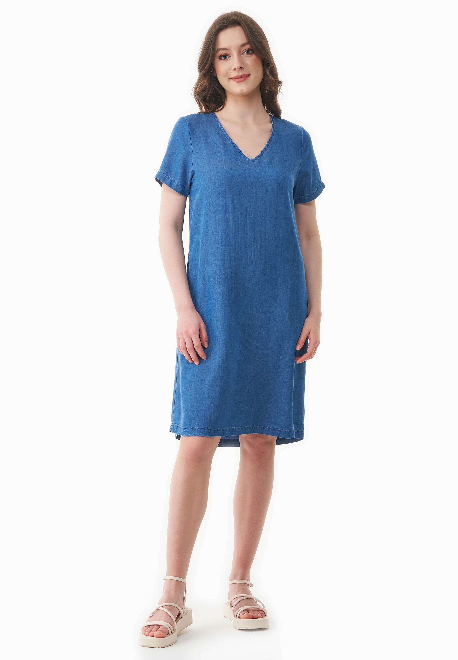 Kleid aus TENCEL™ Lyocell in Denim-Optik