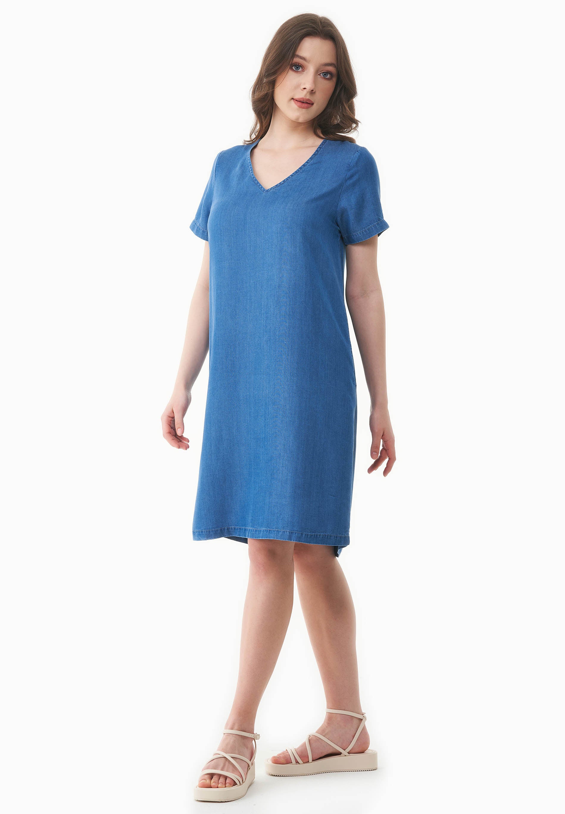 Kleid aus TENCEL™ Lyocell in Denim-Optik