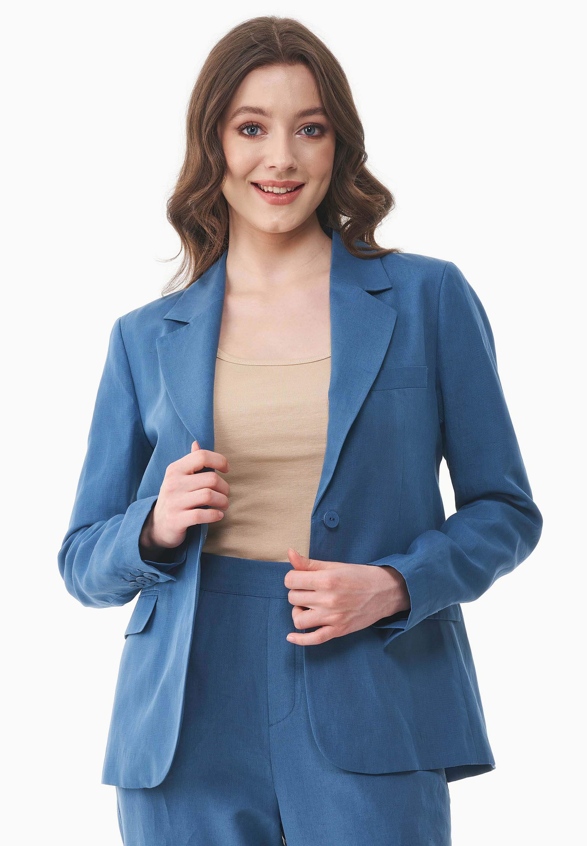 Blazer aus TENCEL™ Lyocell und Leinen