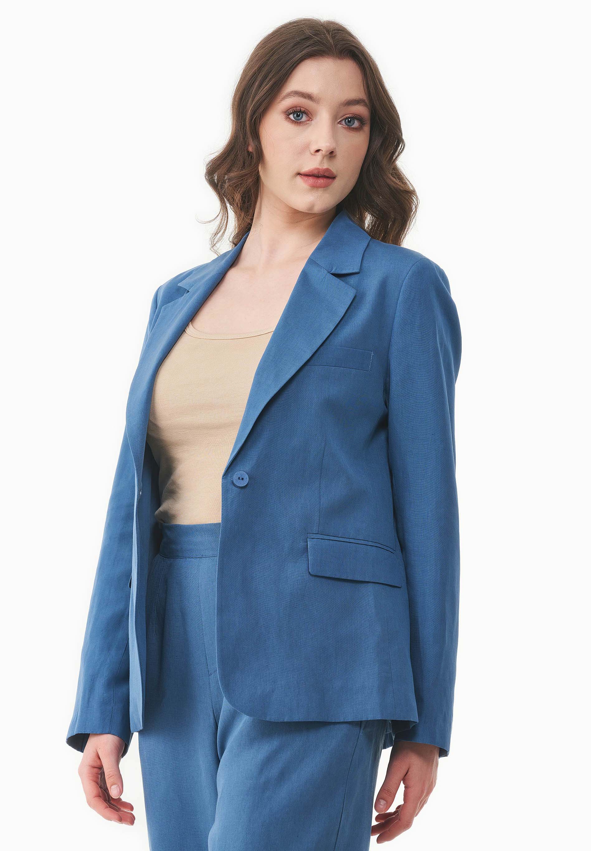 Blazer aus TENCEL™ Lyocell und Leinen