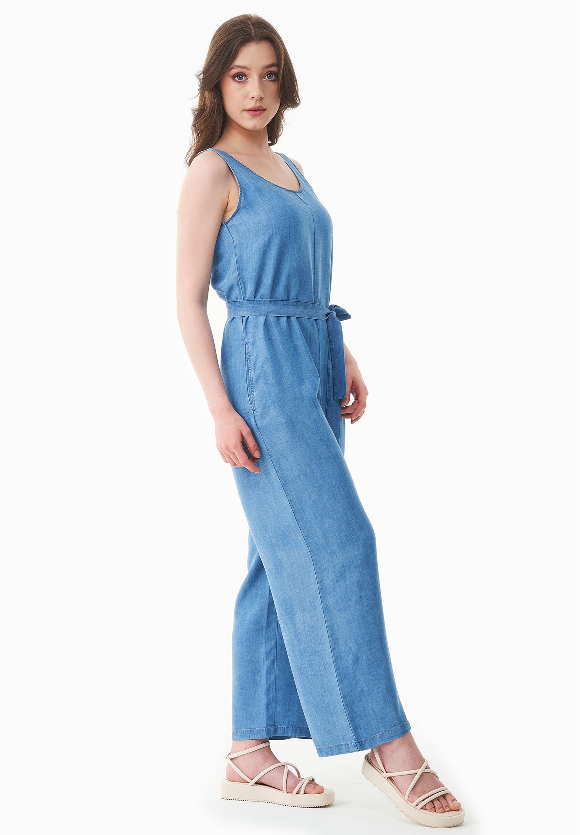 Jumpsuit aus TENCEL™ Lyocell in Denim-Optik