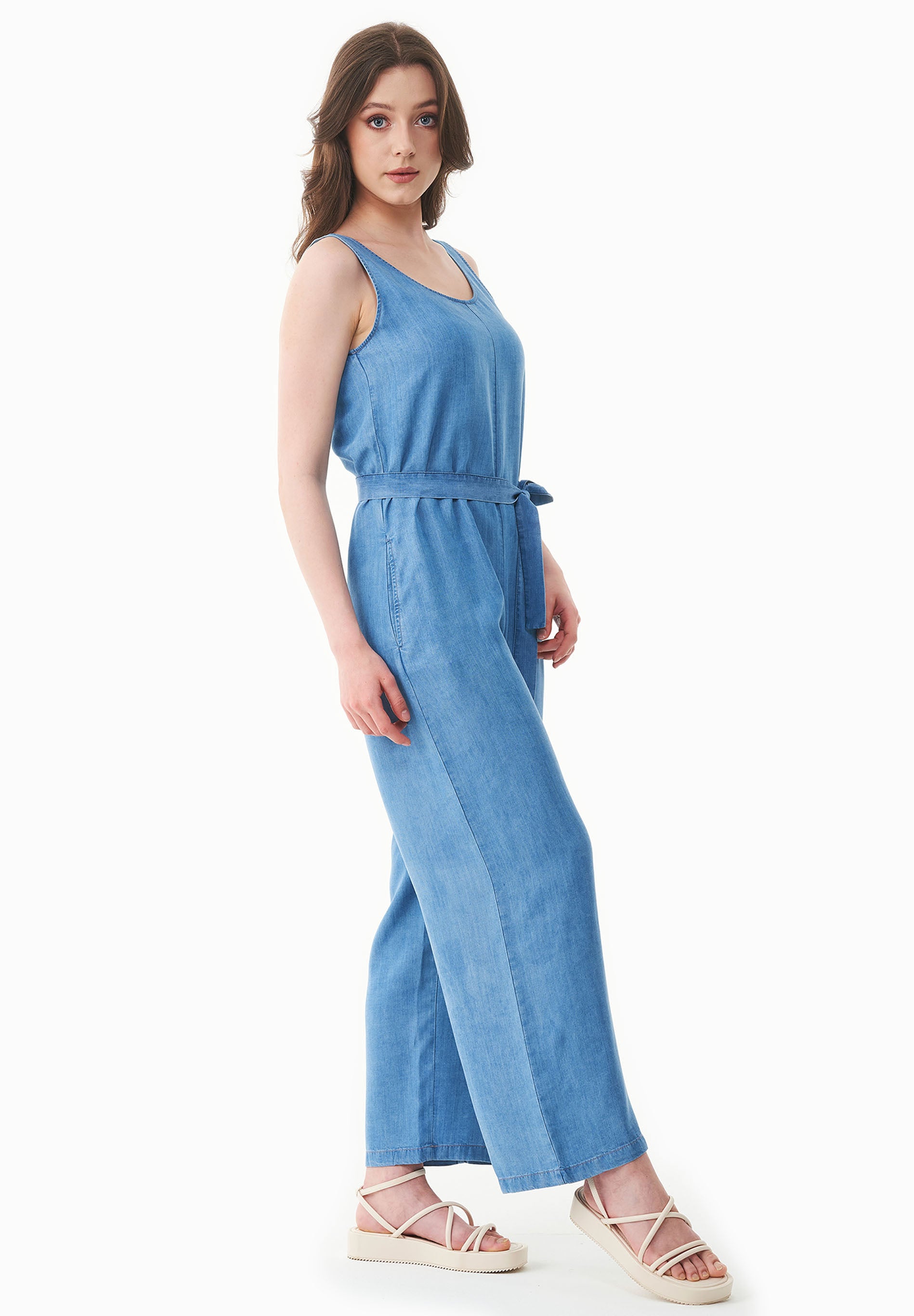 Jumpsuit aus TENCEL™ Lyocell in Denim-Optik