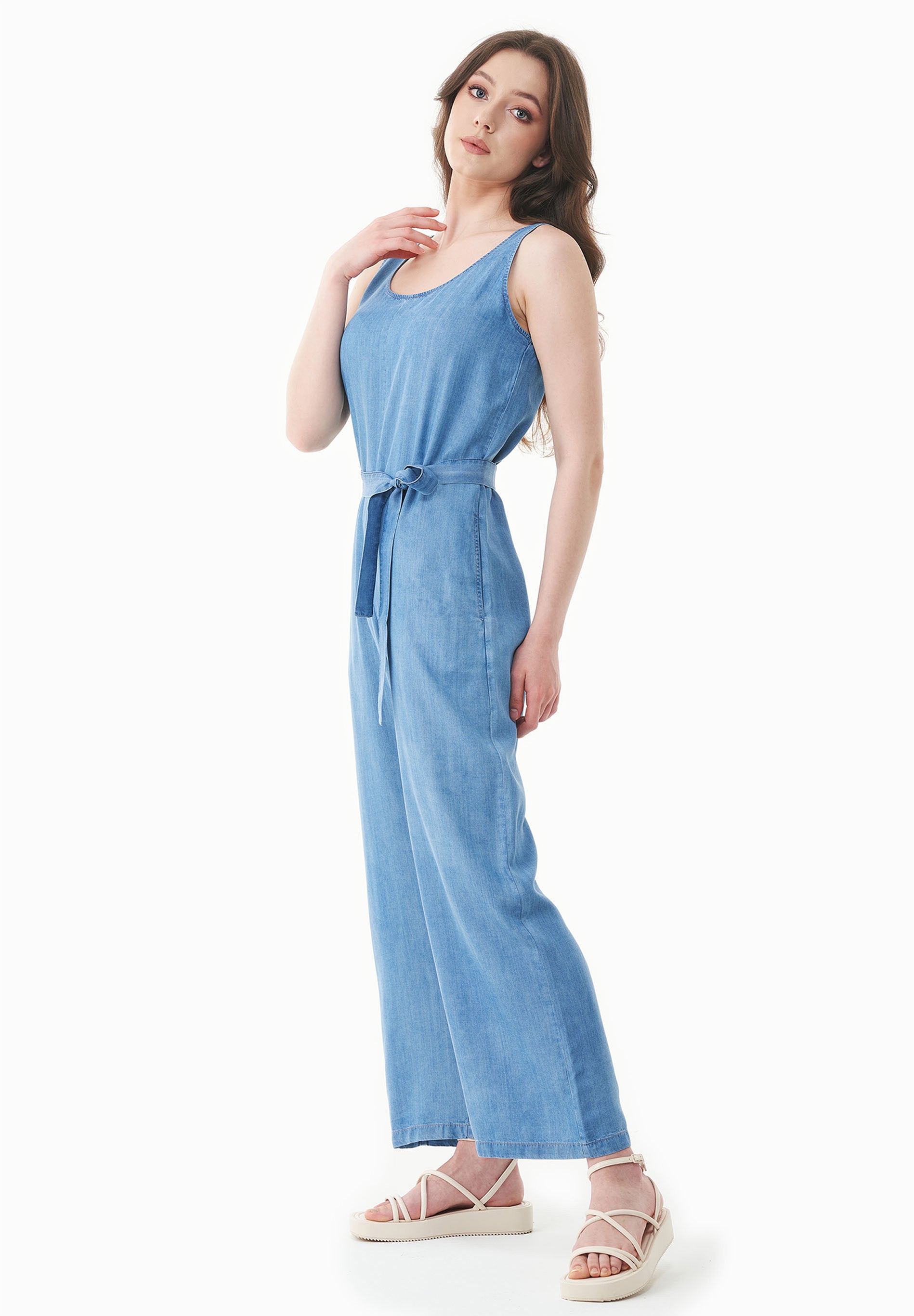 Jumpsuit aus TENCEL™ Lyocell in Denim-Optik